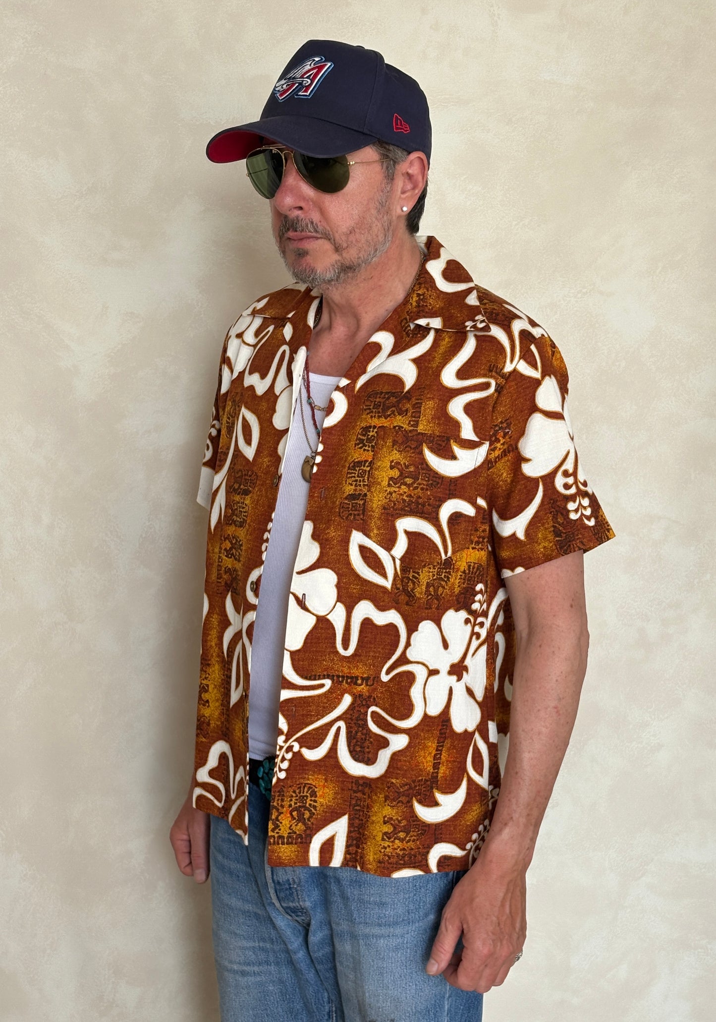 Vintage 60s Hawaiian Cotton Shirt Made in Hawaii | Size Medium