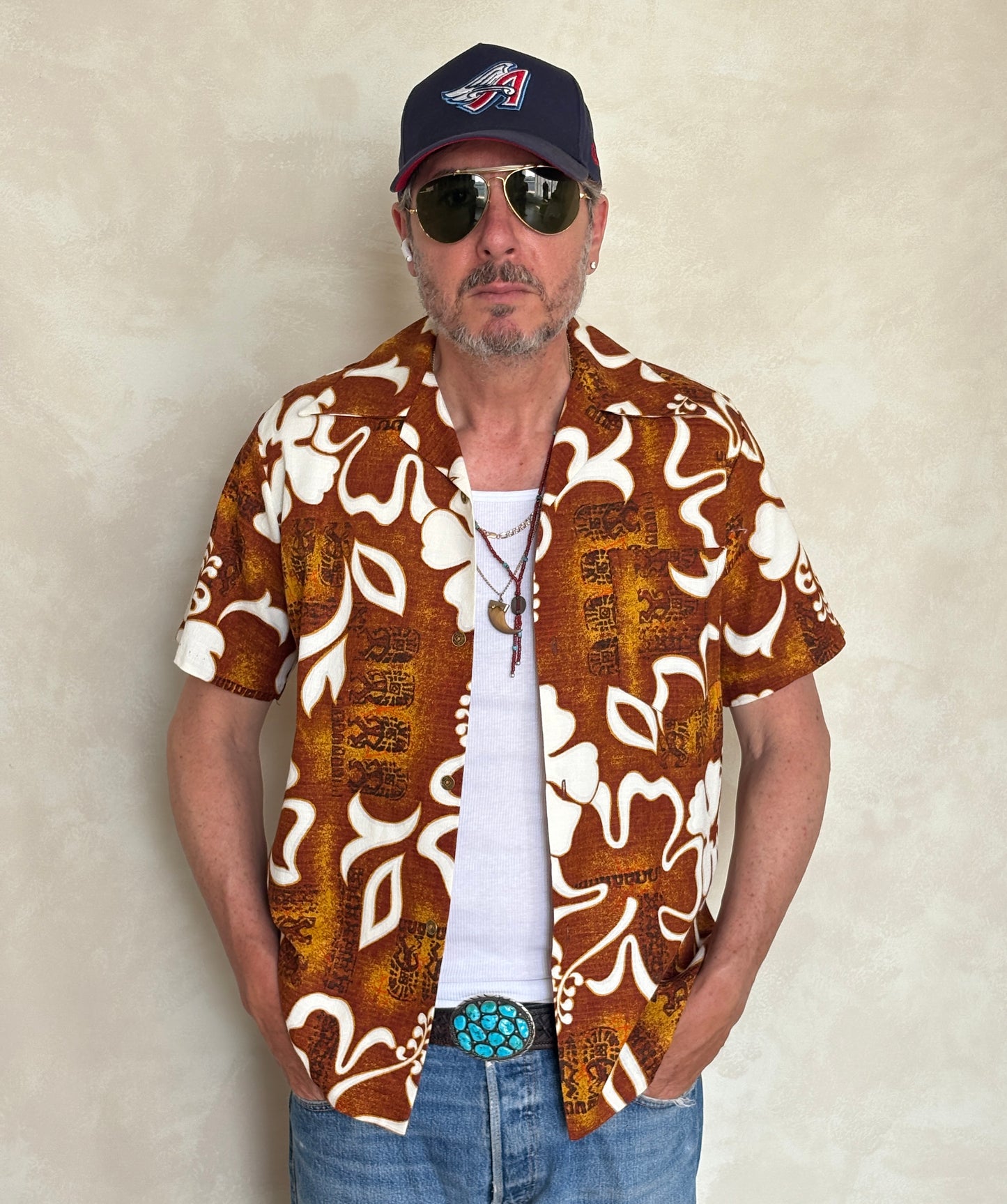 Vintage 60s Hawaiian Cotton Shirt Made in Hawaii | Size Medium