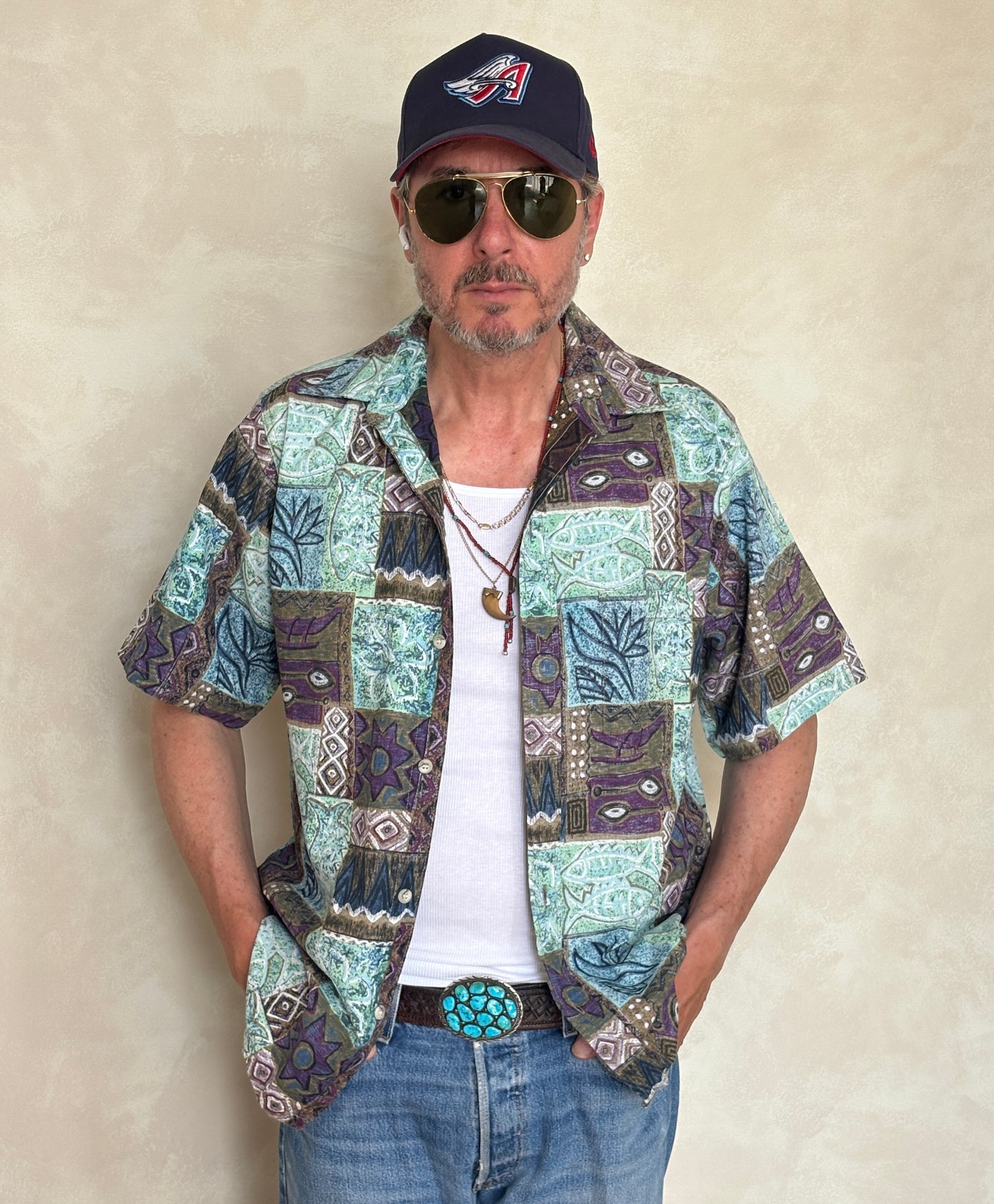 Vintage 60s Hawaiian Cotton Shirt - Size L, Made in USA by Go Bearfoot