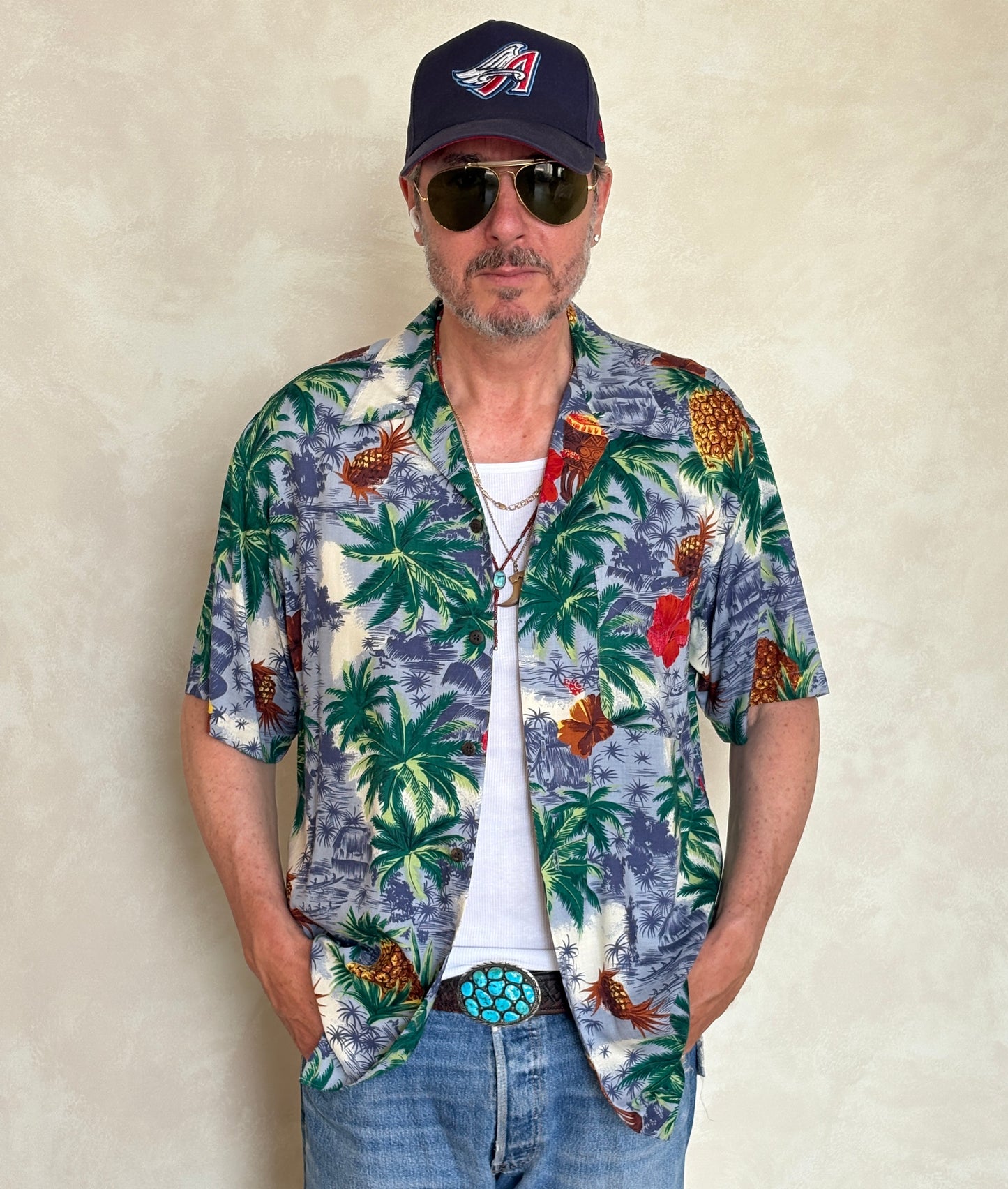 Vintage 90s Hawaiian Rayon Shirt by Utility | Size Medium