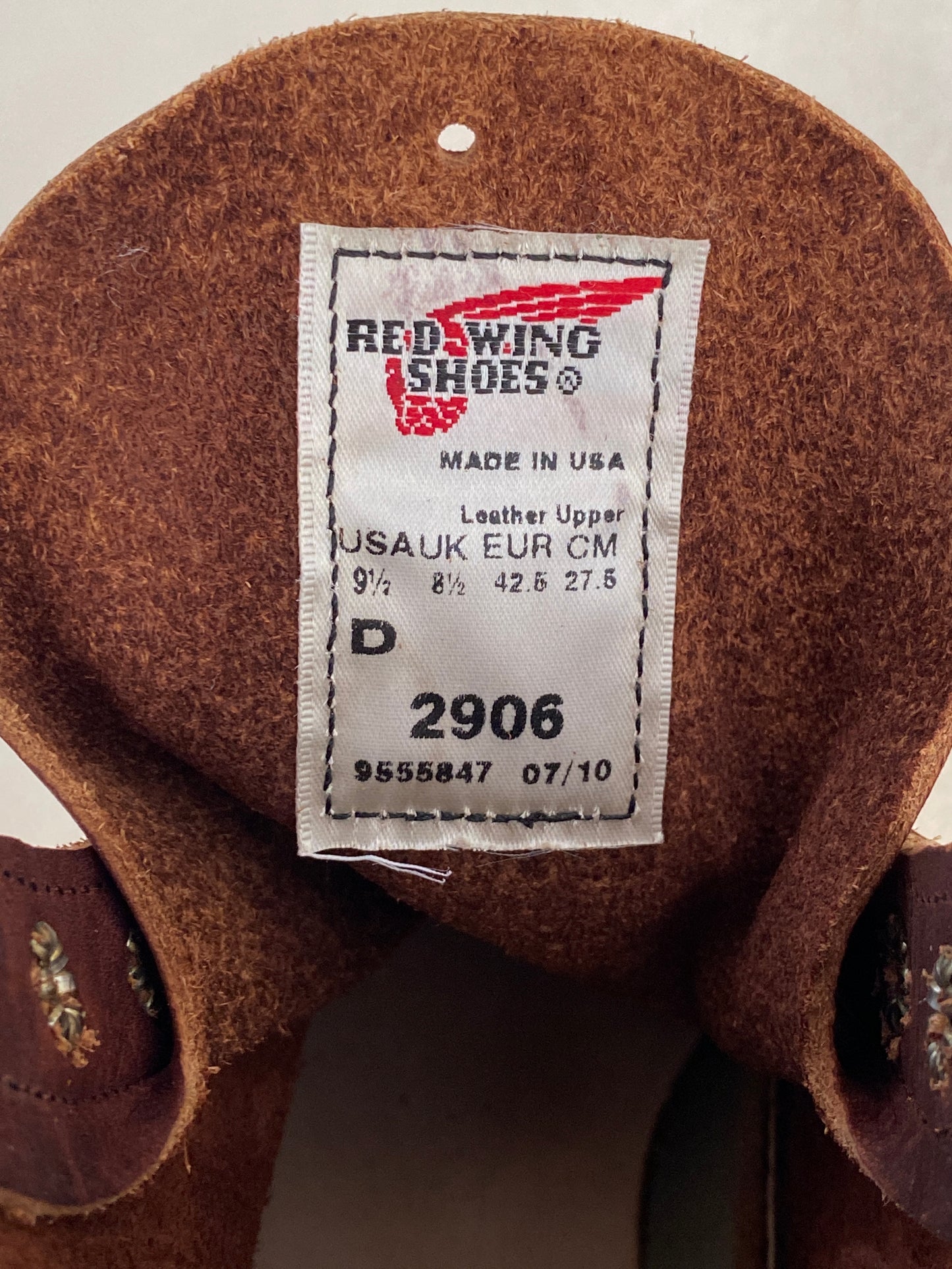 Size 9.5D (42.5 Euro) RW Lineman 2906 Boots, Made in USA Seconds