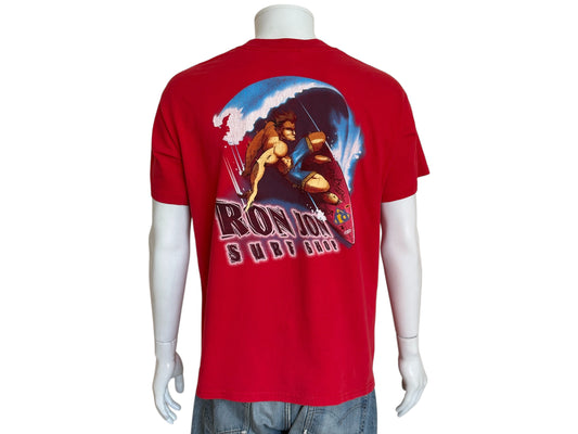 Vintage Ron Jon Surf Shop tee – bold comic-style surfer graphic with pure 90s beach energy. Large