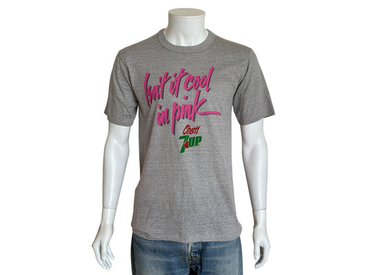 Vintage Cherry 7UP T-Shirt 80s “Isn’t It Cool in Pink” Soda Graphic Tee. Soft Drink Promo. Large