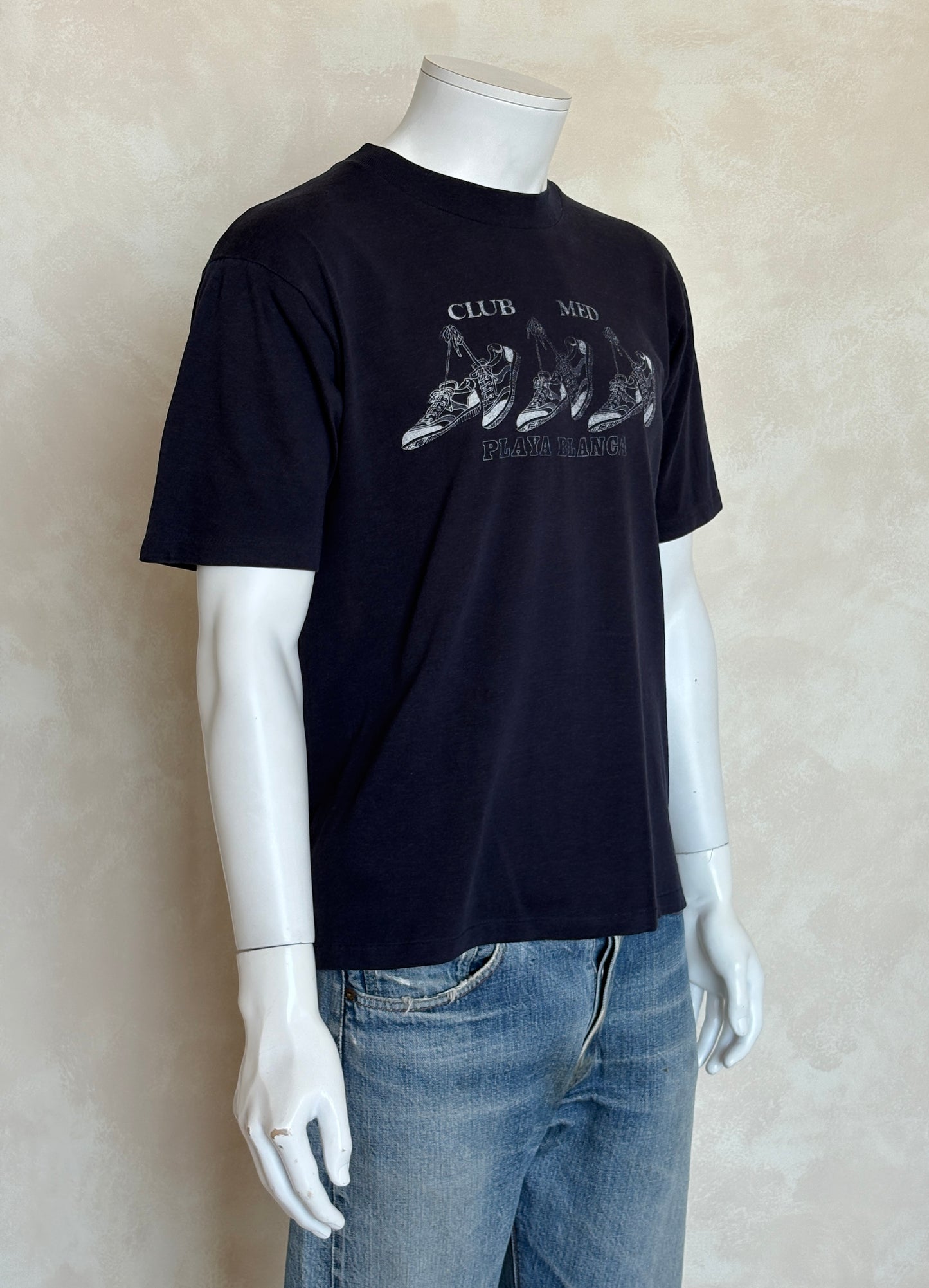Vintage Club Med Playa Blanca T-Shirt – 1980s Graphic Sneakers Tee – Size L