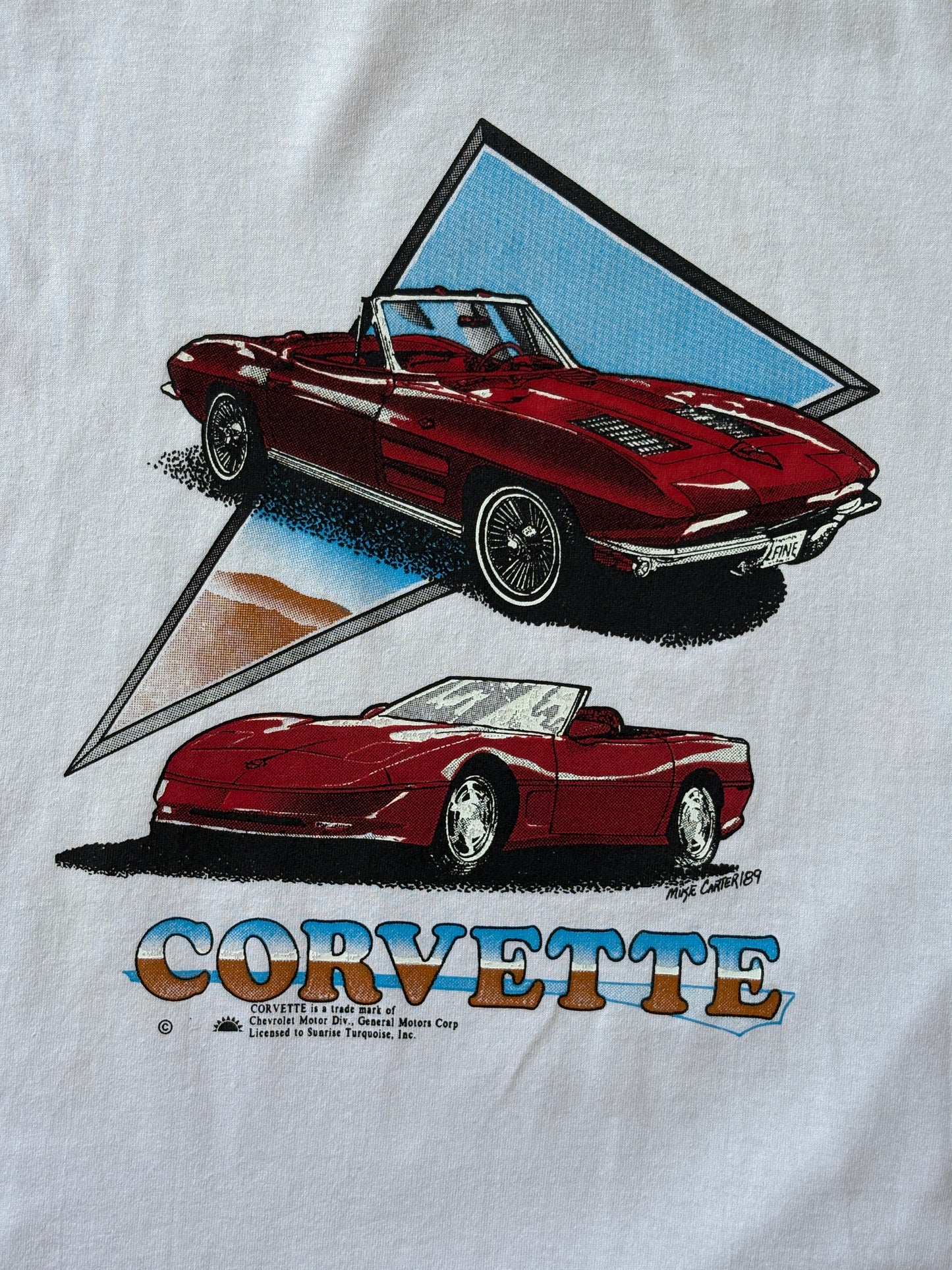 Vintage 80s Corvette T-Shirt — Classic American Sports Car Graphic Tee — Chevrolet Licensed — White Single Stitch USA Made — Size M