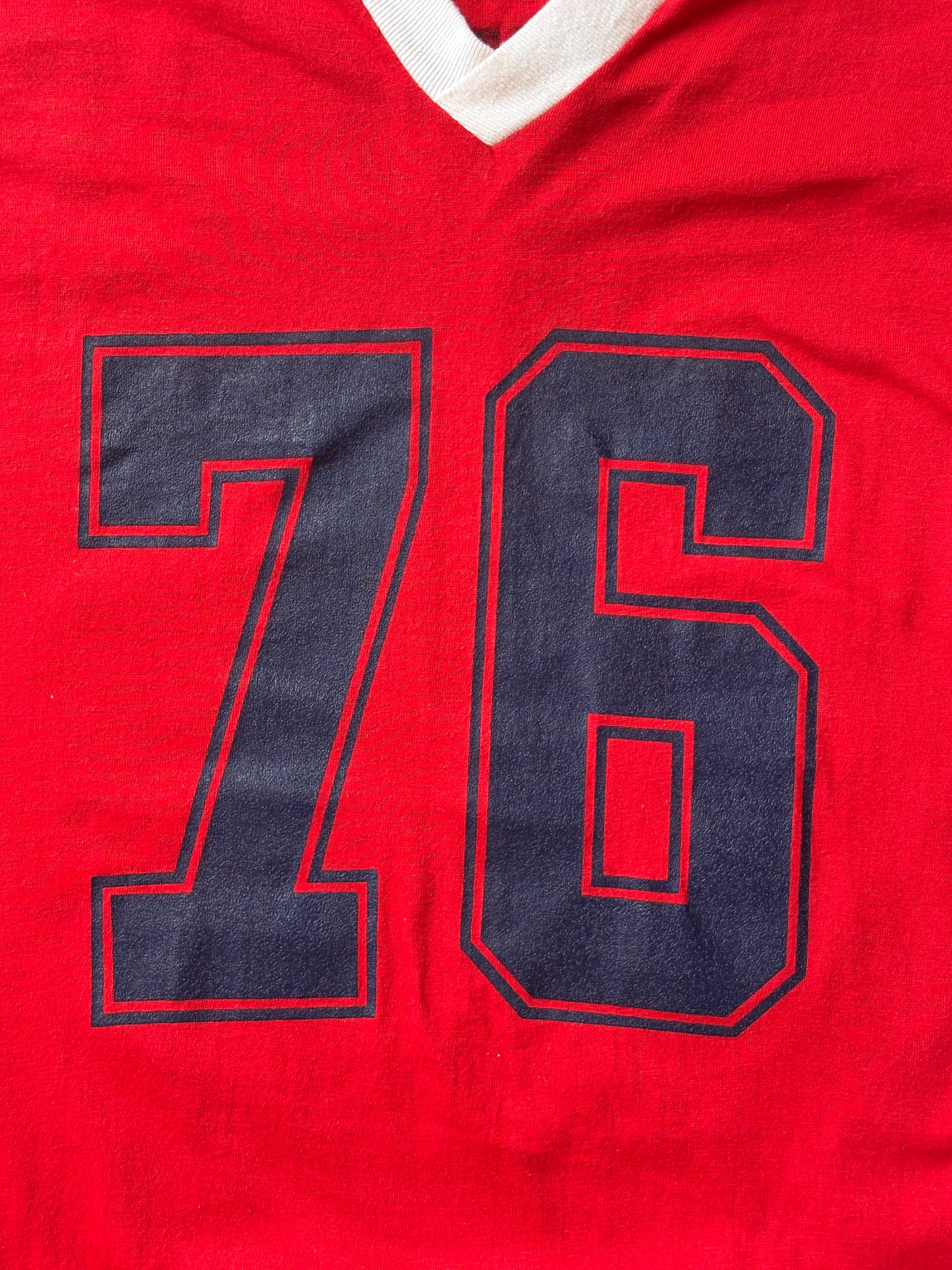 Vintage 70s  Playboy 76 Jersey T-Shirt Red 70s Style Football Tee – Med
