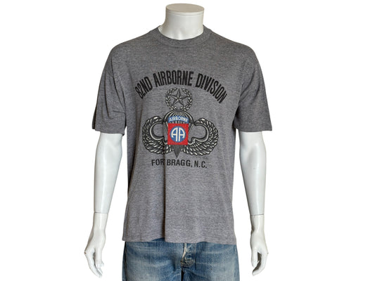 Vintage 82nd Airborne Division T-Shirt – Fort Bragg N.C. military tee with jump wings & full-color patch – 1991 graphic. XL