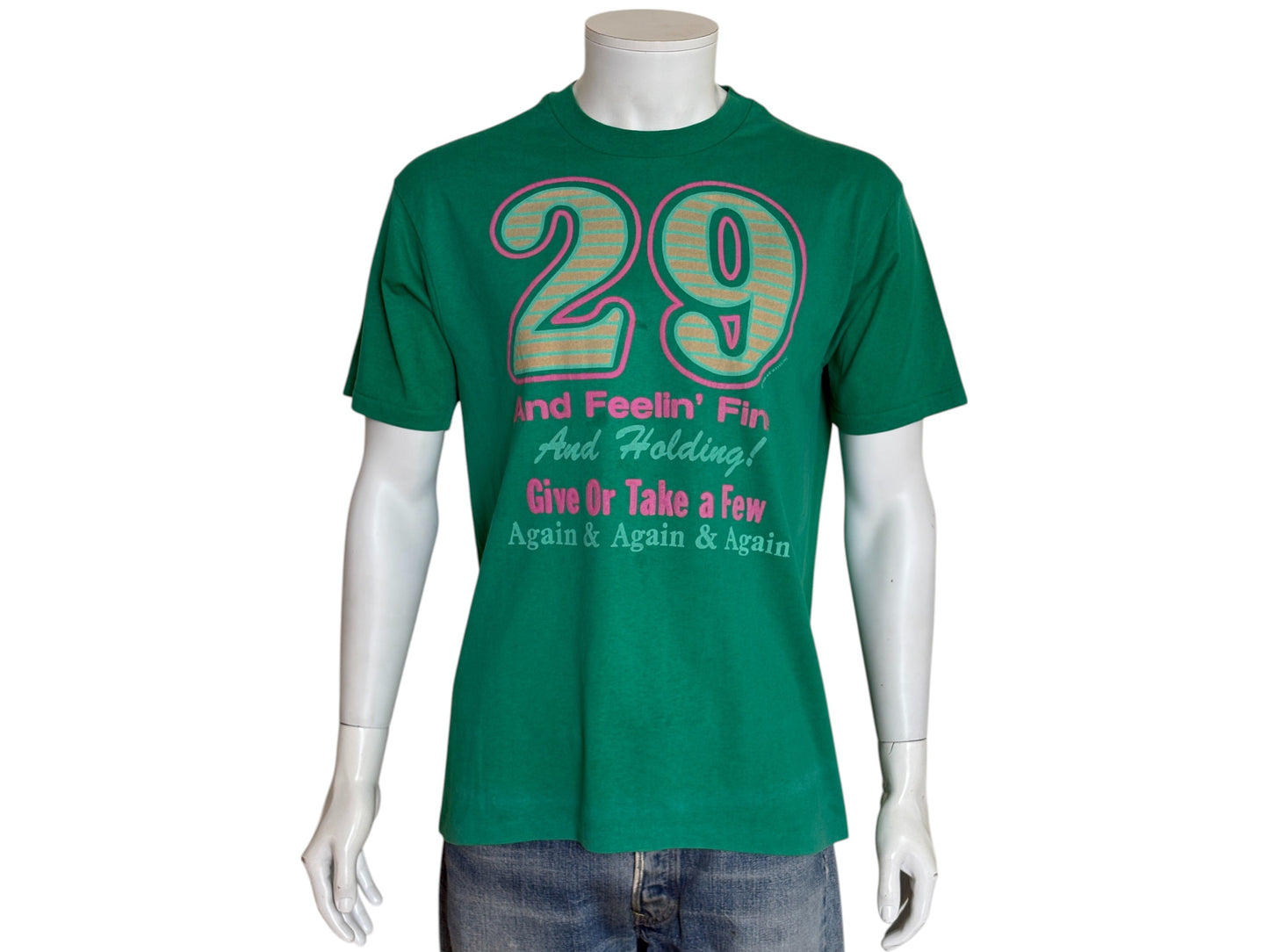 Vintage 1988 funny birthday t-shirt – “29 and Feelin Fine”.  Made in USA.