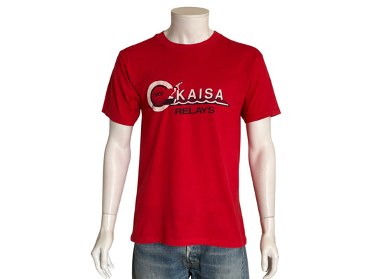 Vintage 1988 KAISA Relays tee – bold aquatic competition graphic with retro energy. Large