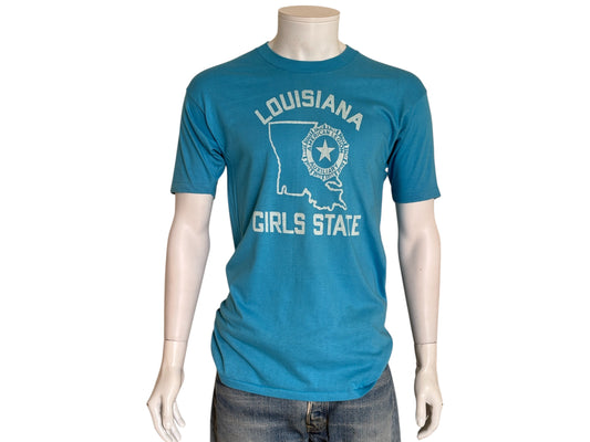 Vintage Louisiana Girls State tee – classic civic style with bold 80s Americana vibes. Xl