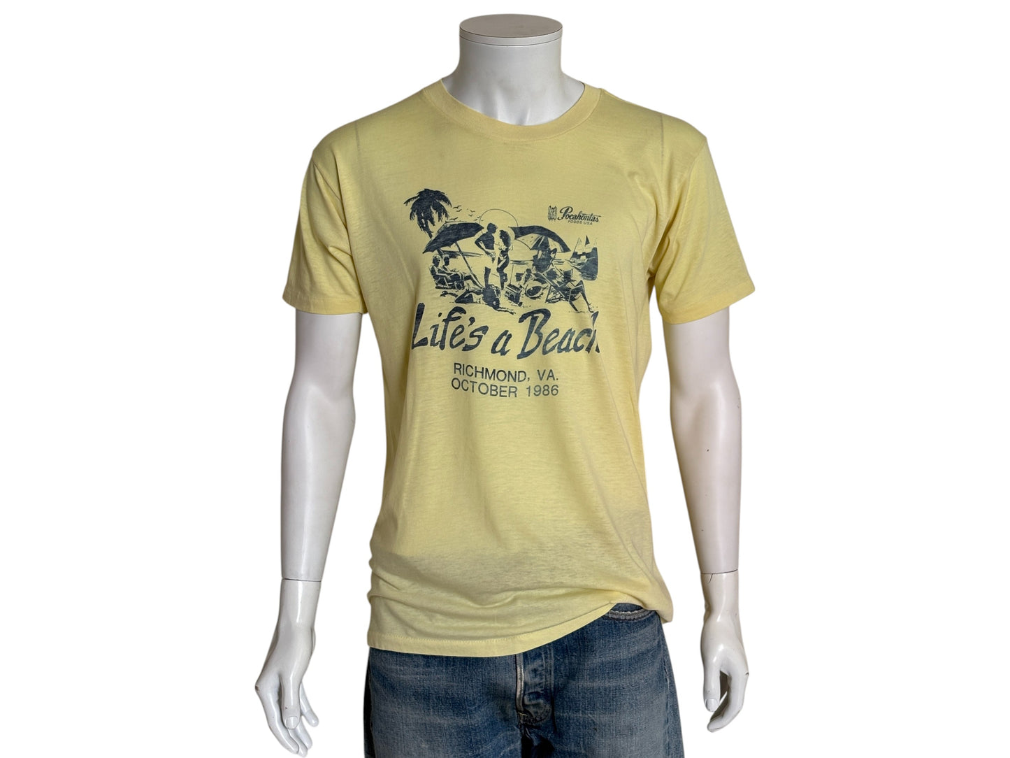 Vintage 1986 ‘Life’s a Beach’ tee – Richmond VA party vibes with retro beach scene.XL