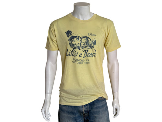 Vintage 1986 ‘Life’s a Beach’ tee – Richmond VA party vibes with retro beach scene.XL