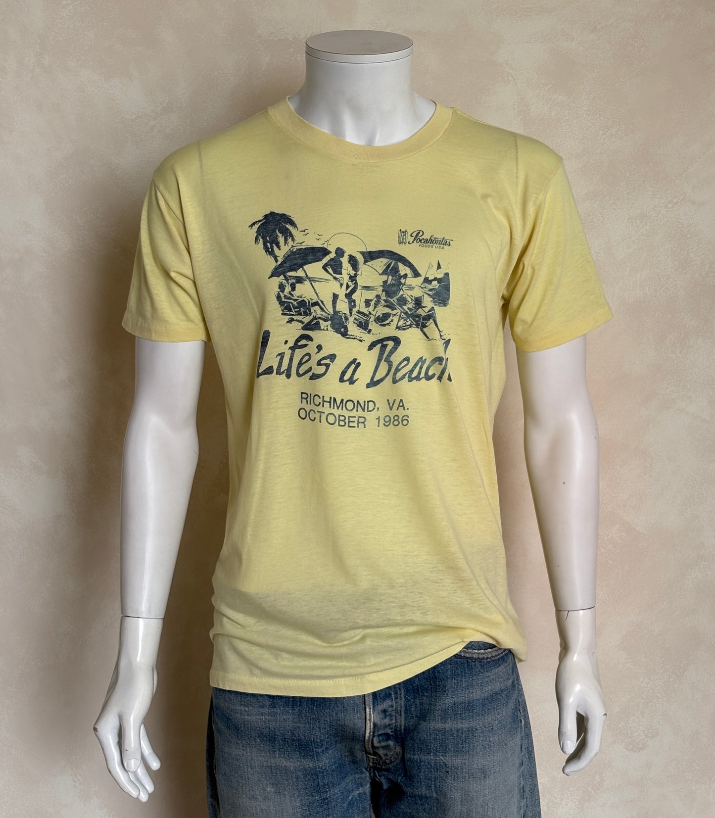Vintage 1986 ‘Life’s a Beach’ tee – Richmond VA party vibes with retro beach scene.XL