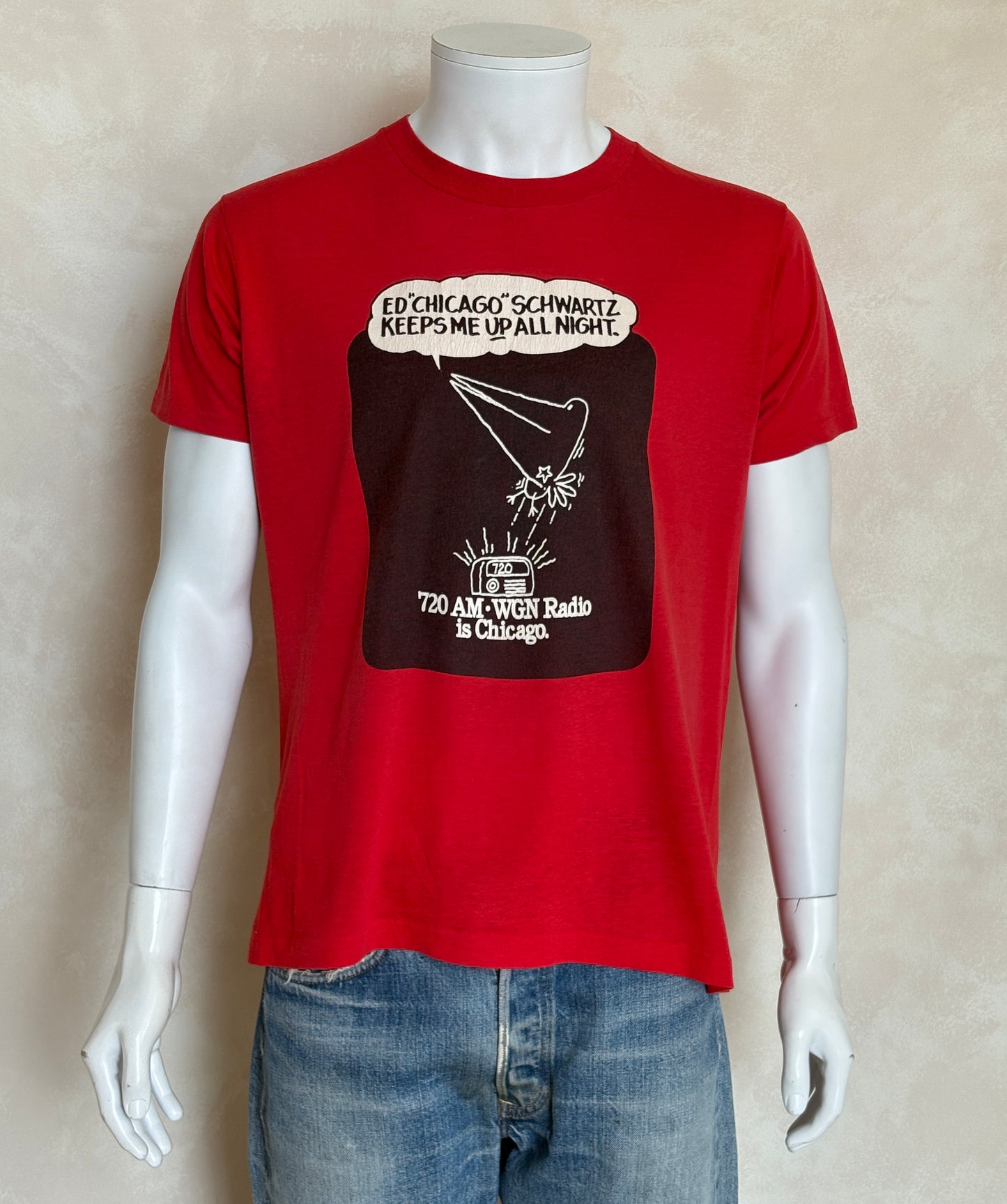 Vintage WGN Radio tee – late-night Chicago vibes with Ed ‘Chicago’ Schwartz. Large