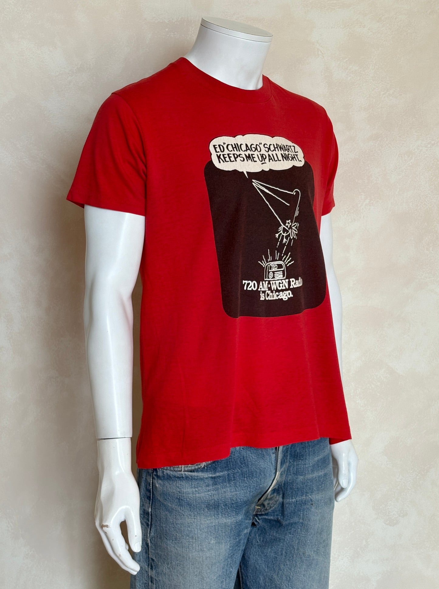 Vintage WGN Radio tee – late-night Chicago vibes with Ed ‘Chicago’ Schwartz. Large