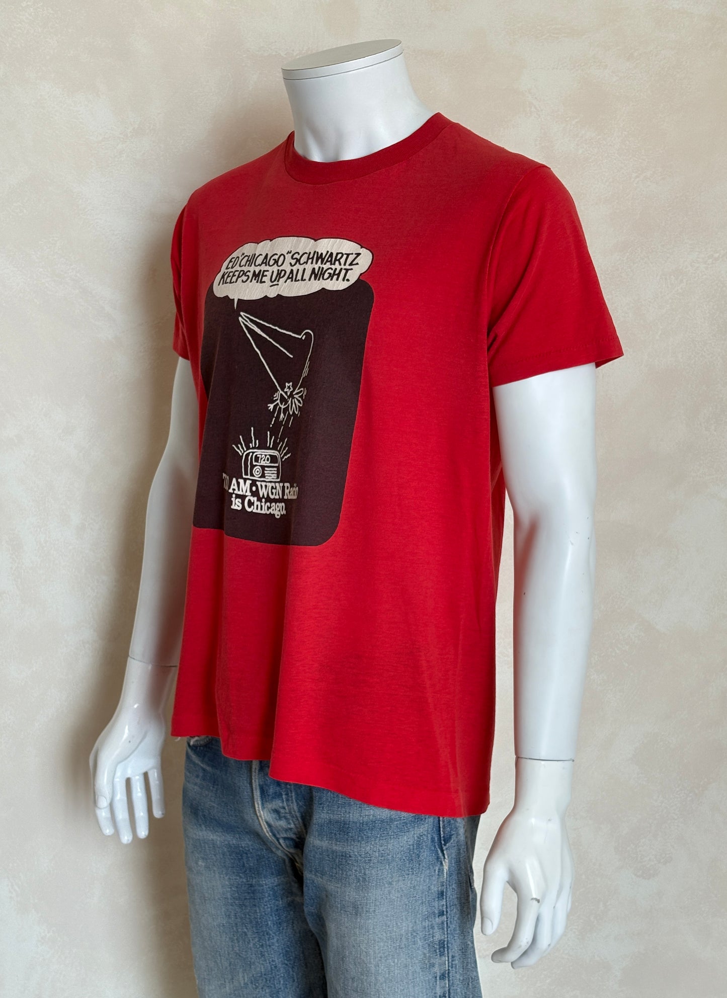 Vintage WGN Radio tee – late-night Chicago vibes with Ed ‘Chicago’ Schwartz. Large