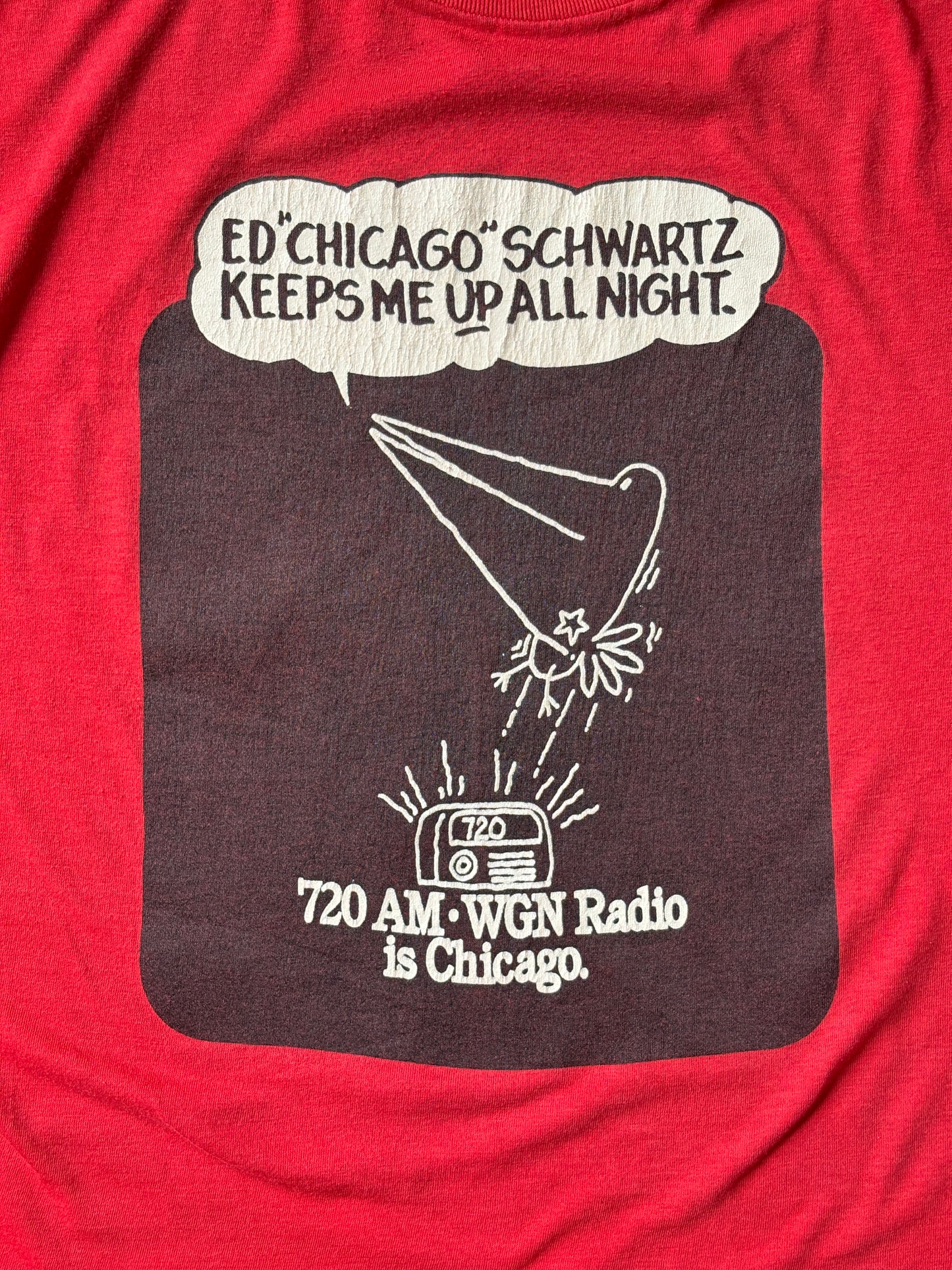 Vintage WGN Radio tee – late-night Chicago vibes with Ed ‘Chicago’ Schwartz. Large
