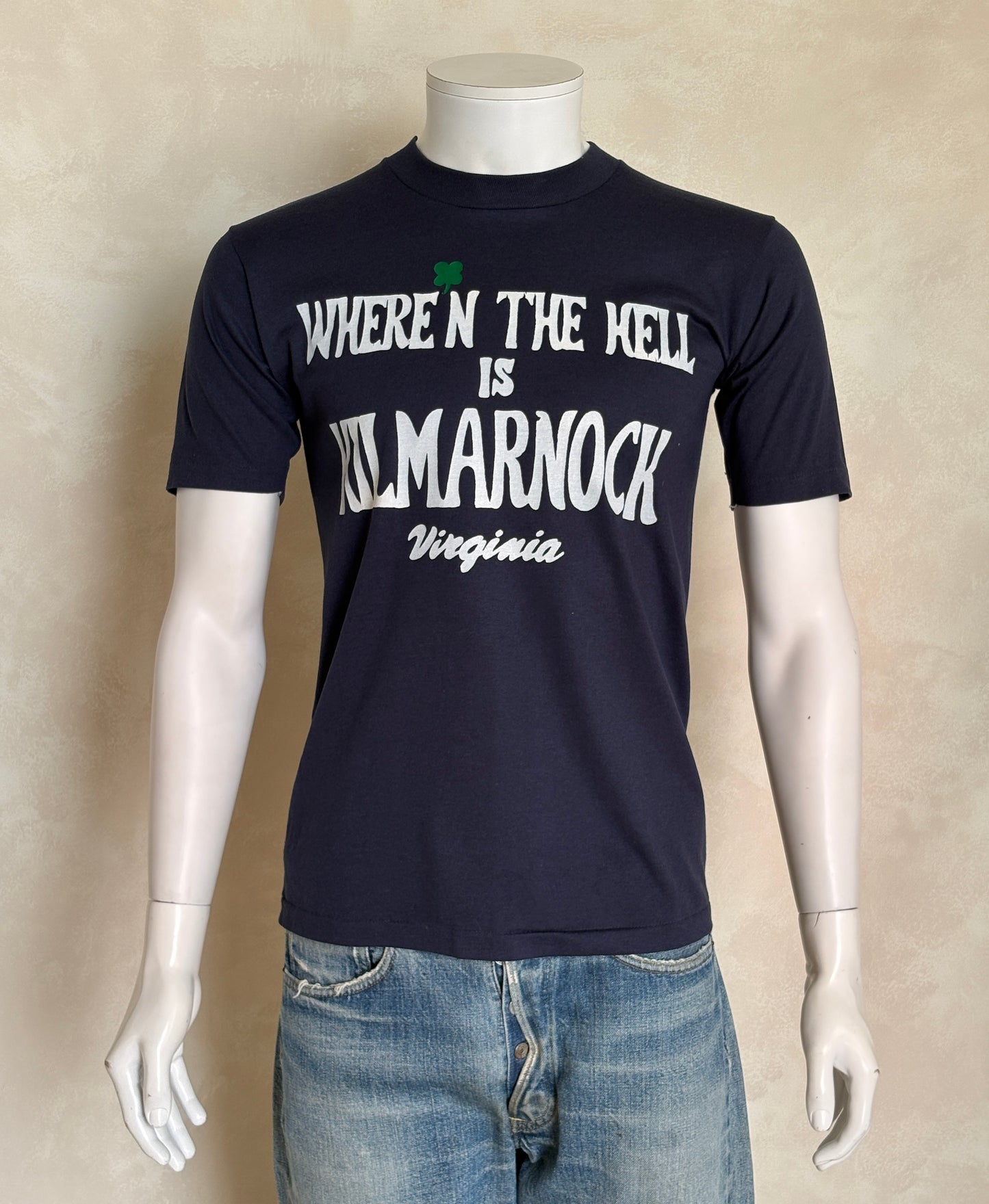 Vintage Kilmarnock Virginia tee – small town mystery with bold retro attitude. Med
