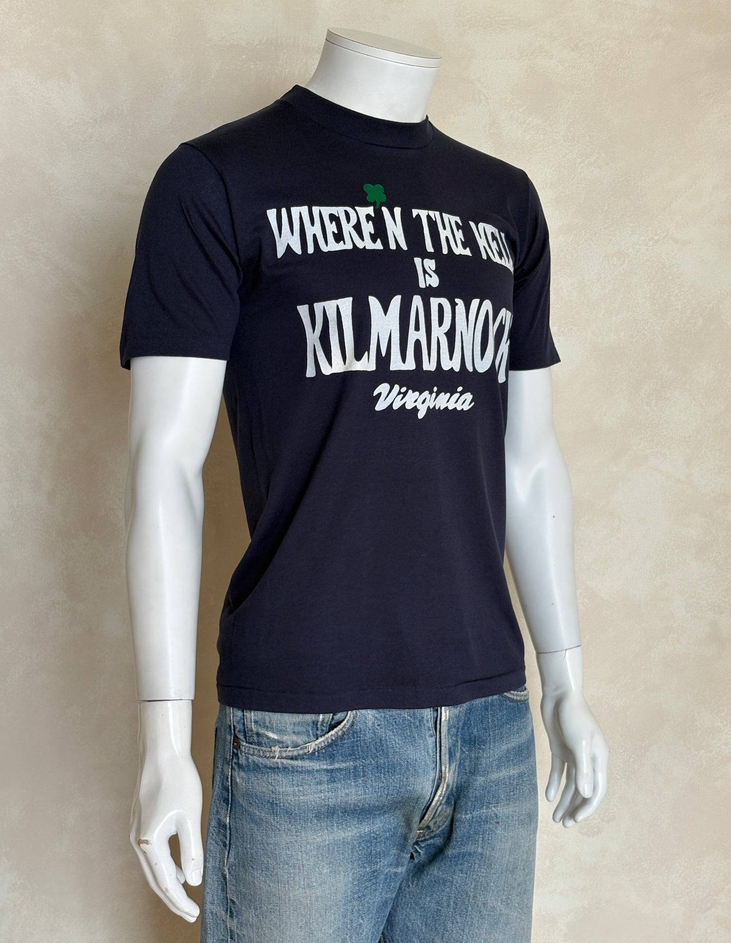Vintage Kilmarnock Virginia tee – small town mystery with bold retro attitude. Med