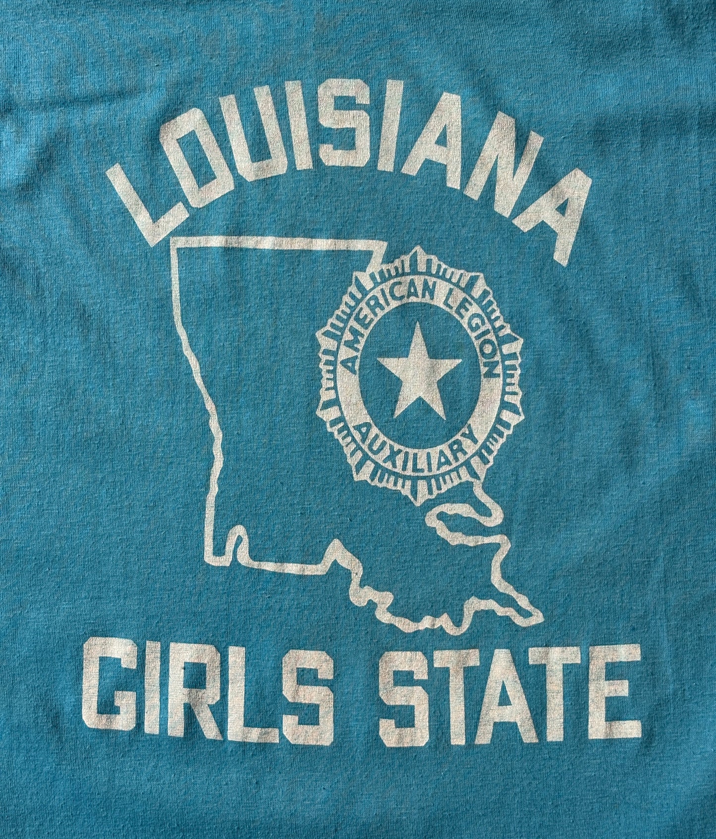 Vintage Louisiana Girls State tee – classic civic style with bold 80s Americana vibes. Xl