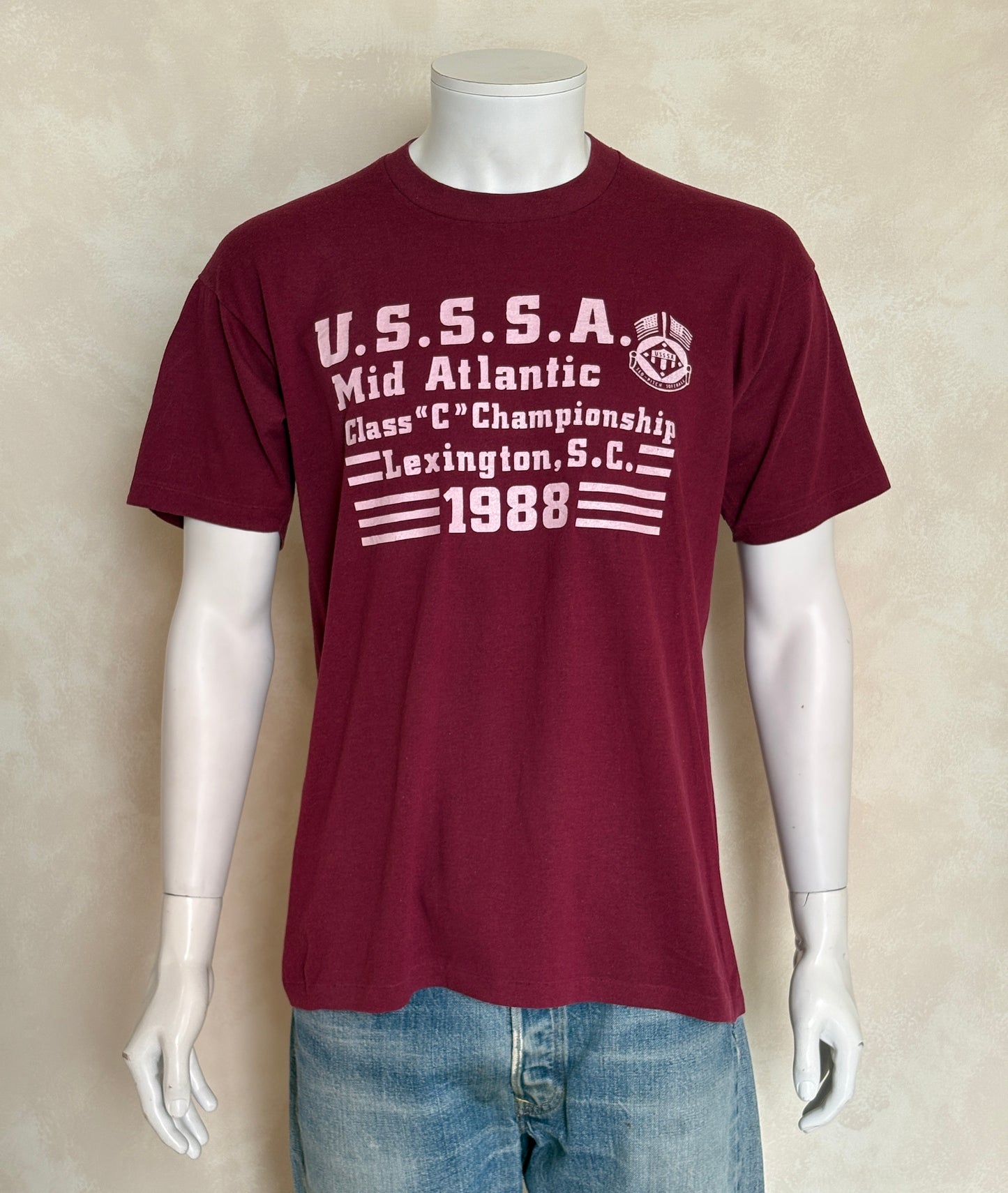 Vintage 1988 U.S.S.S.A. Softball Tee from the Mid Atlantic Championship – Made in USA, XL T shirt
