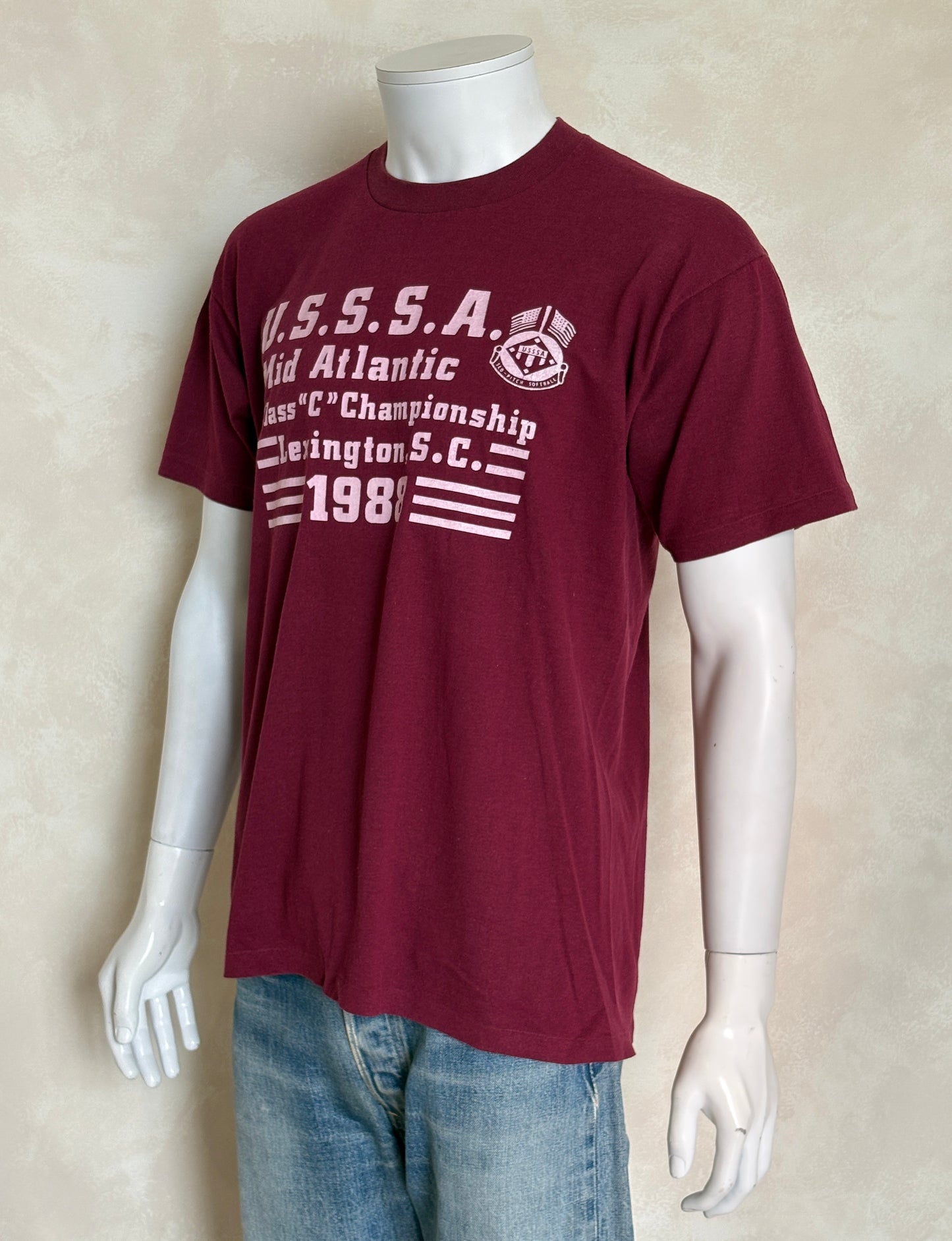 Vintage 1988 U.S.S.S.A. Softball Tee from the Mid Atlantic Championship – Made in USA, XL T shirt
