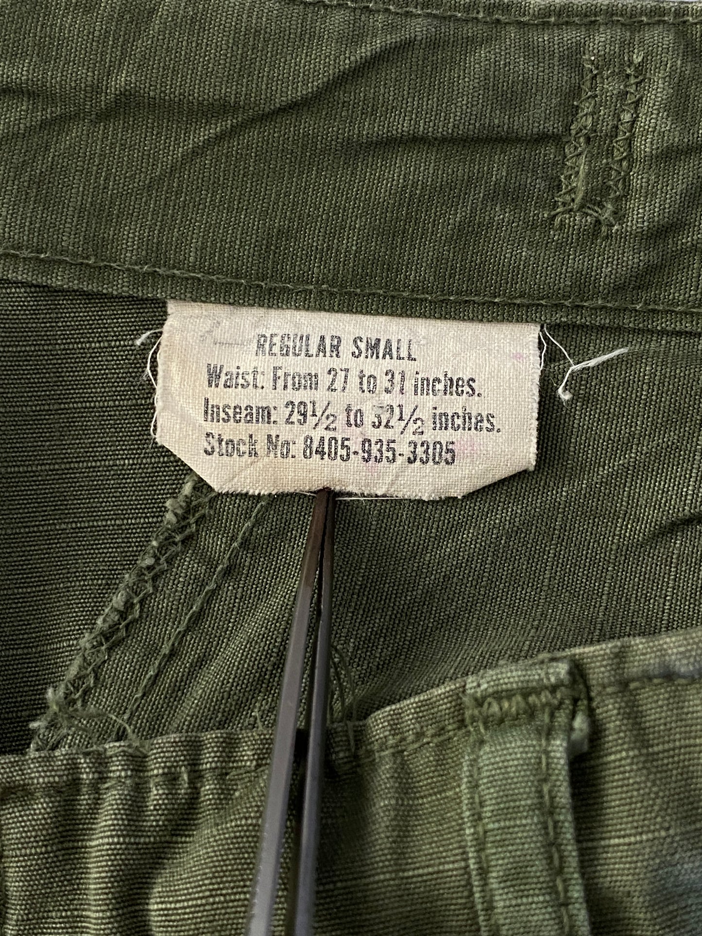 Small Reg. 1969 Authentic US Army Vietnam war era OG-107 jungle pants