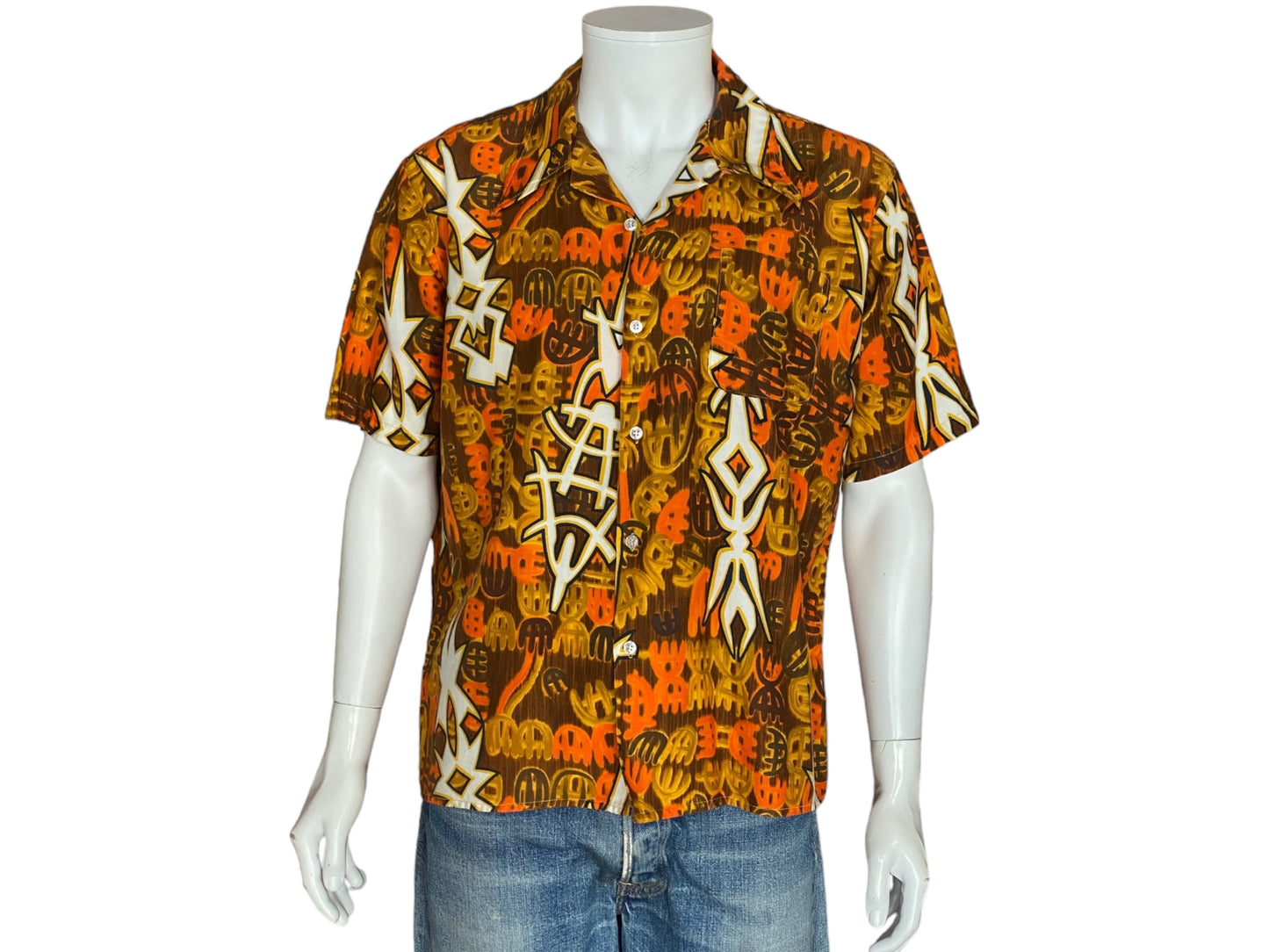 XLarge . Vintage 70s Hawaiian cotton shirt Made by Kauai