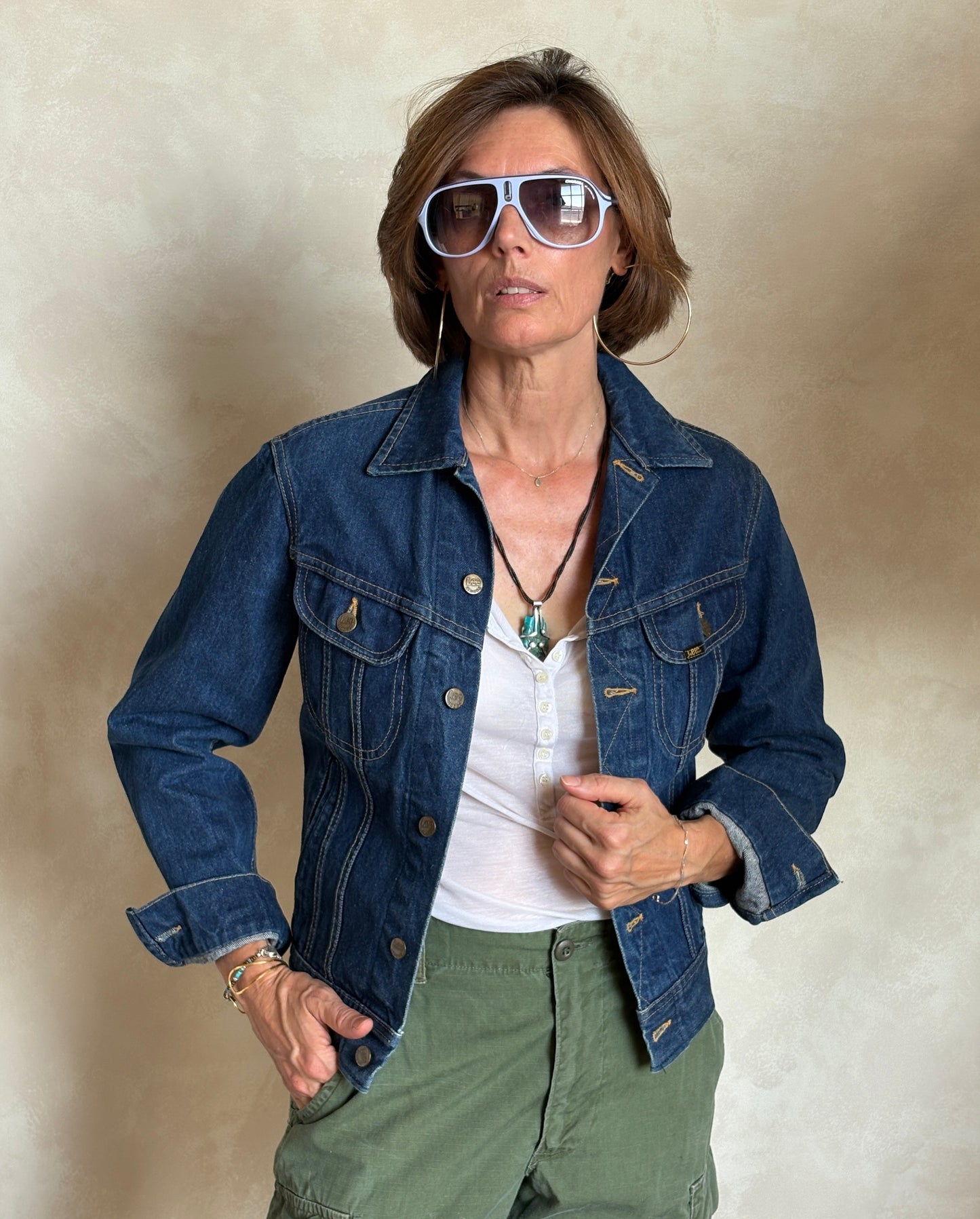 Size 34US / 44EU . Vintage 80s Lee Denim Jacket – 4 Pockets – Made in USA