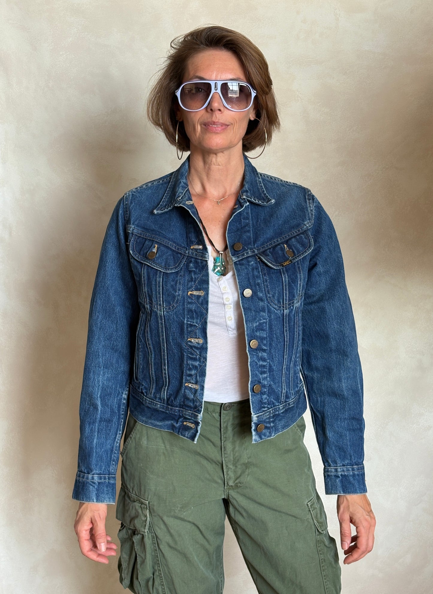 Size 34US / 44EU .Vintage 80s Lee Denim Jacket – 4 Pockets – Made in USA