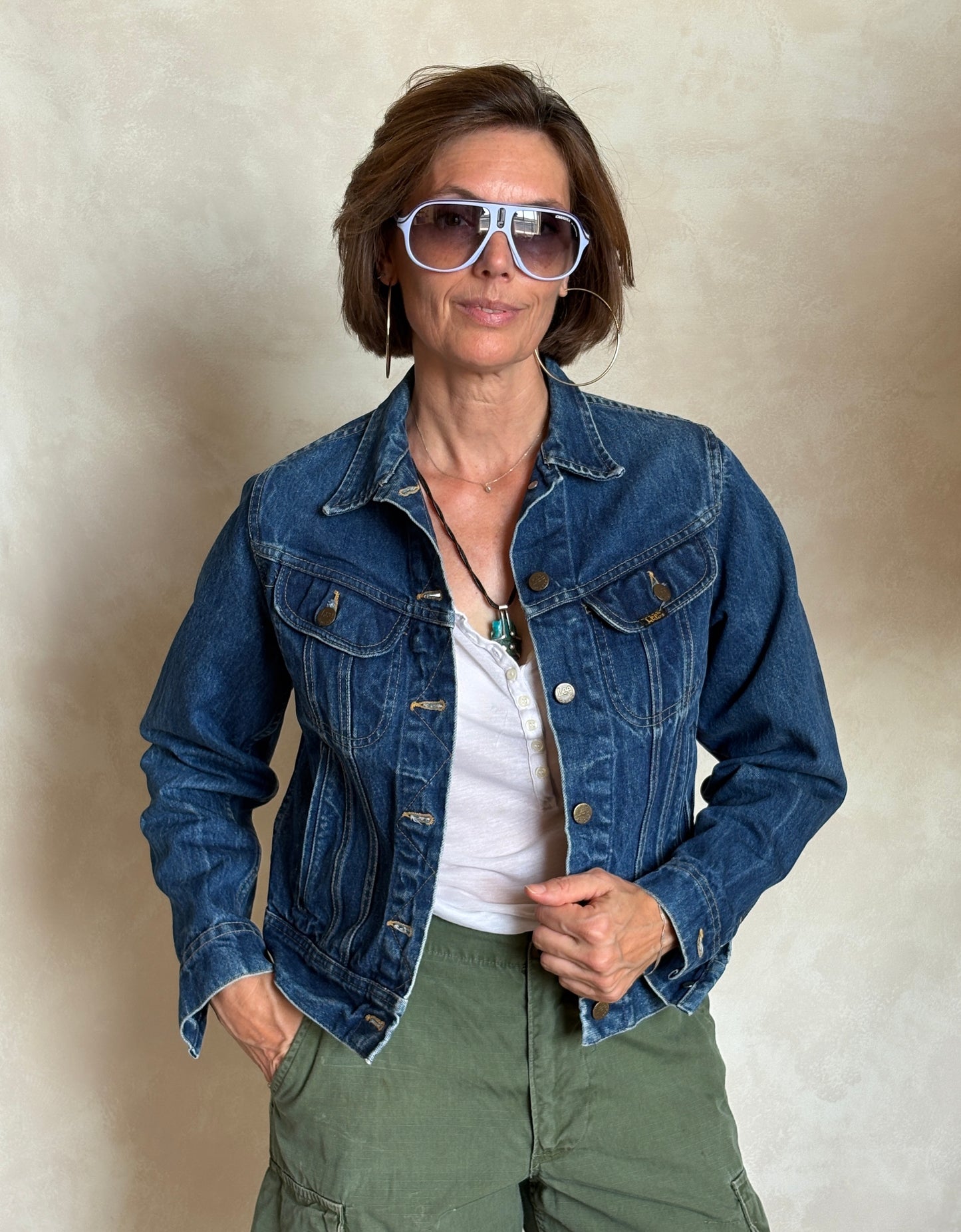 Size 34US / 44EU .Vintage 80s Lee Denim Jacket – 4 Pockets – Made in USA