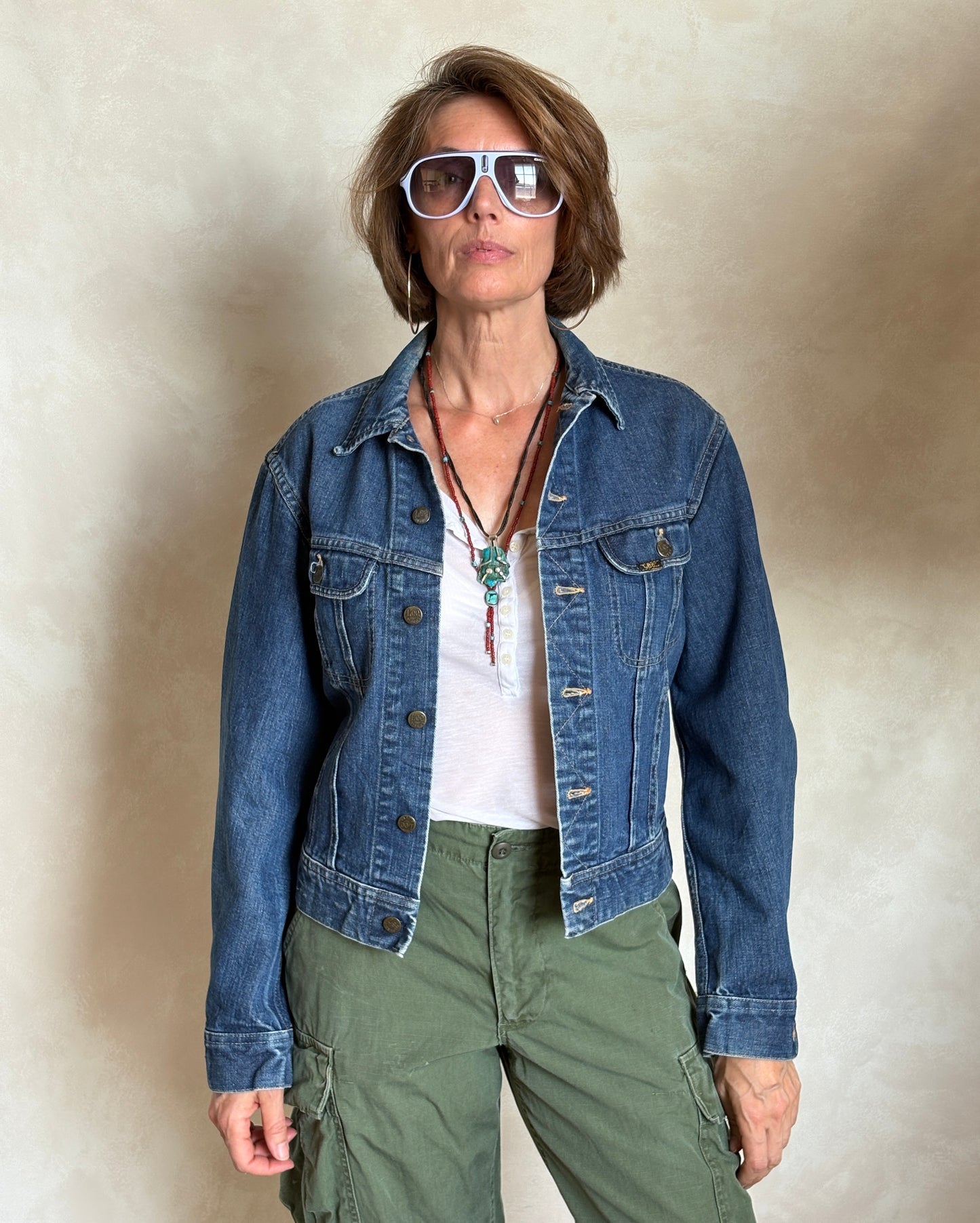 Size 38US / 48EU . Vintage 80s Lee Denim Jacket – 2 Pockets – Made in USA