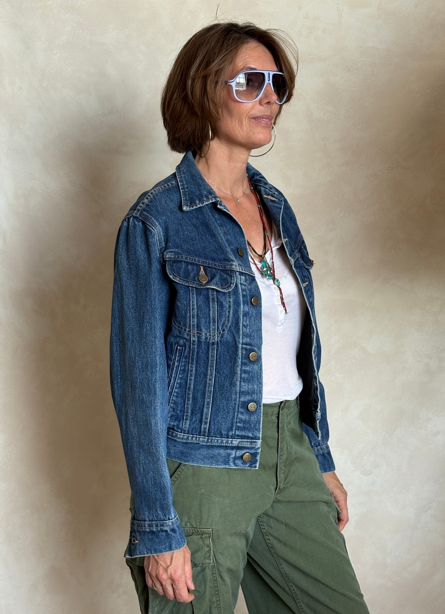 Size 36US / 46EU .Vintage 80s Lee Denim Jacket – 4 Pockets – Made in USA