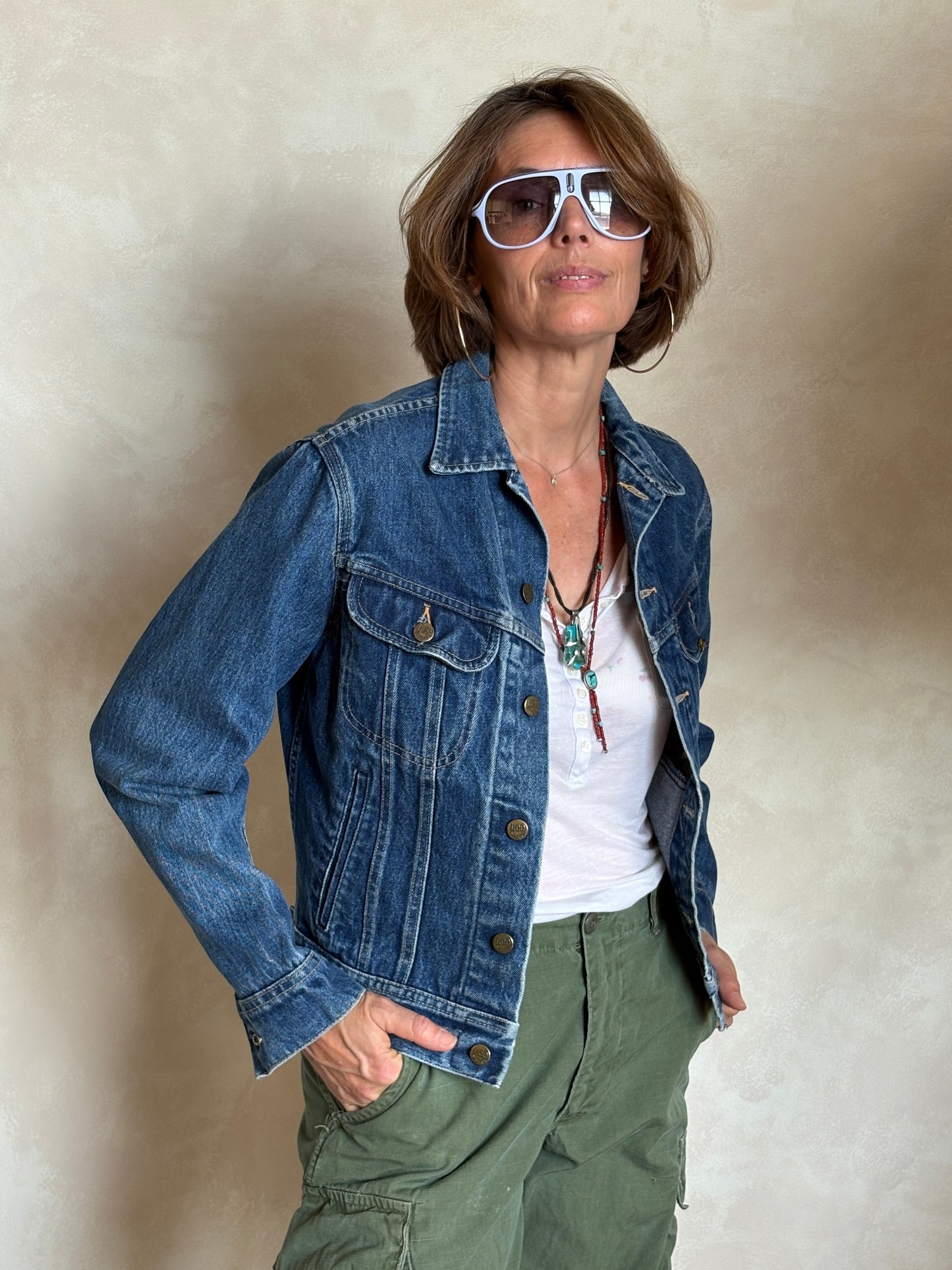 Size 36US / 46EU .Vintage 80s Lee Denim Jacket – 4 Pockets – Made in USA