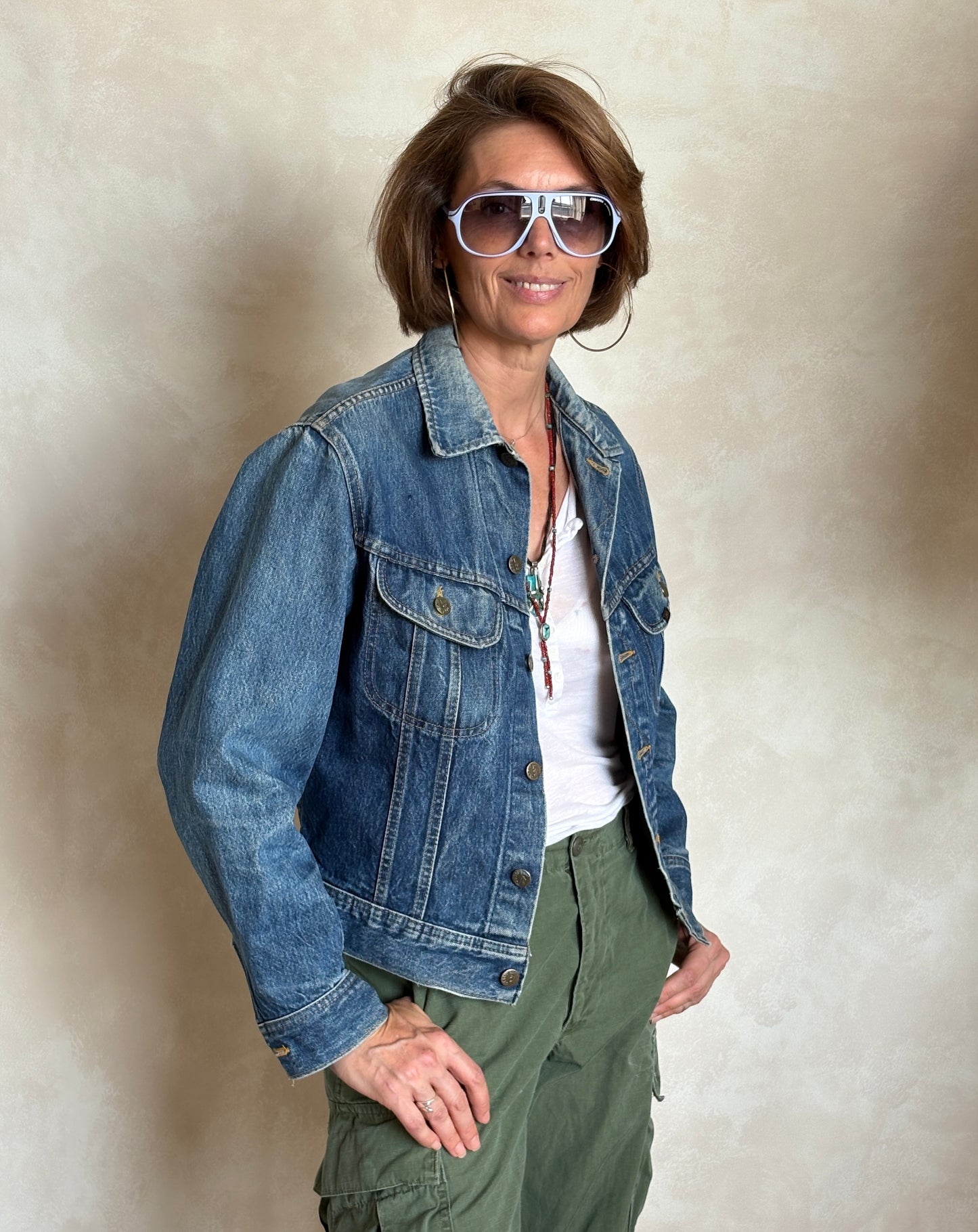 Size 34-36US / 44-46EU .  Vintage 80s Lee Denim Jacket – 2 Pockets – Made in USA