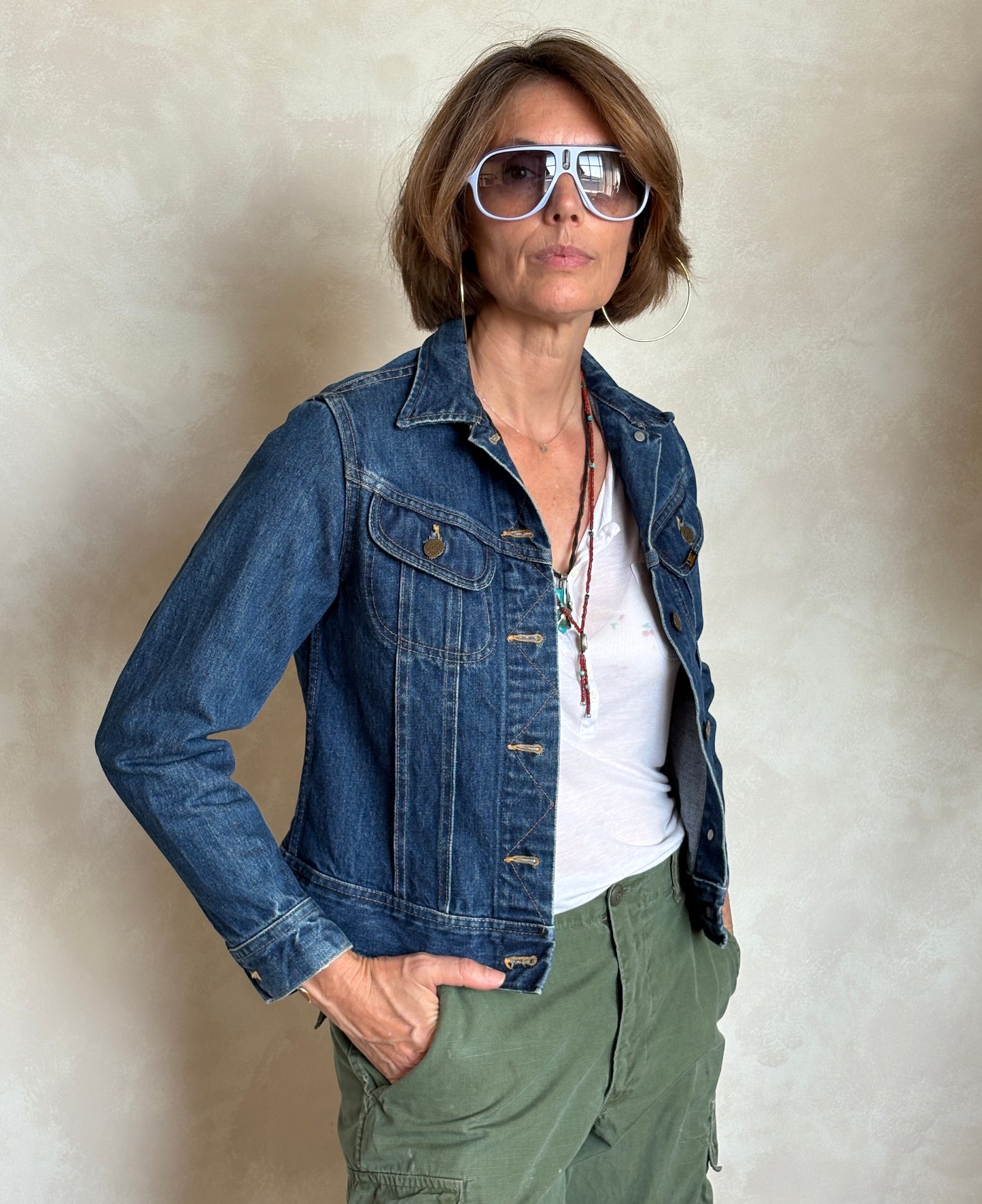 Size 5/6 USA .Vintage 70s Lee Denim Jacket – 2 Pockets – Made in USA
