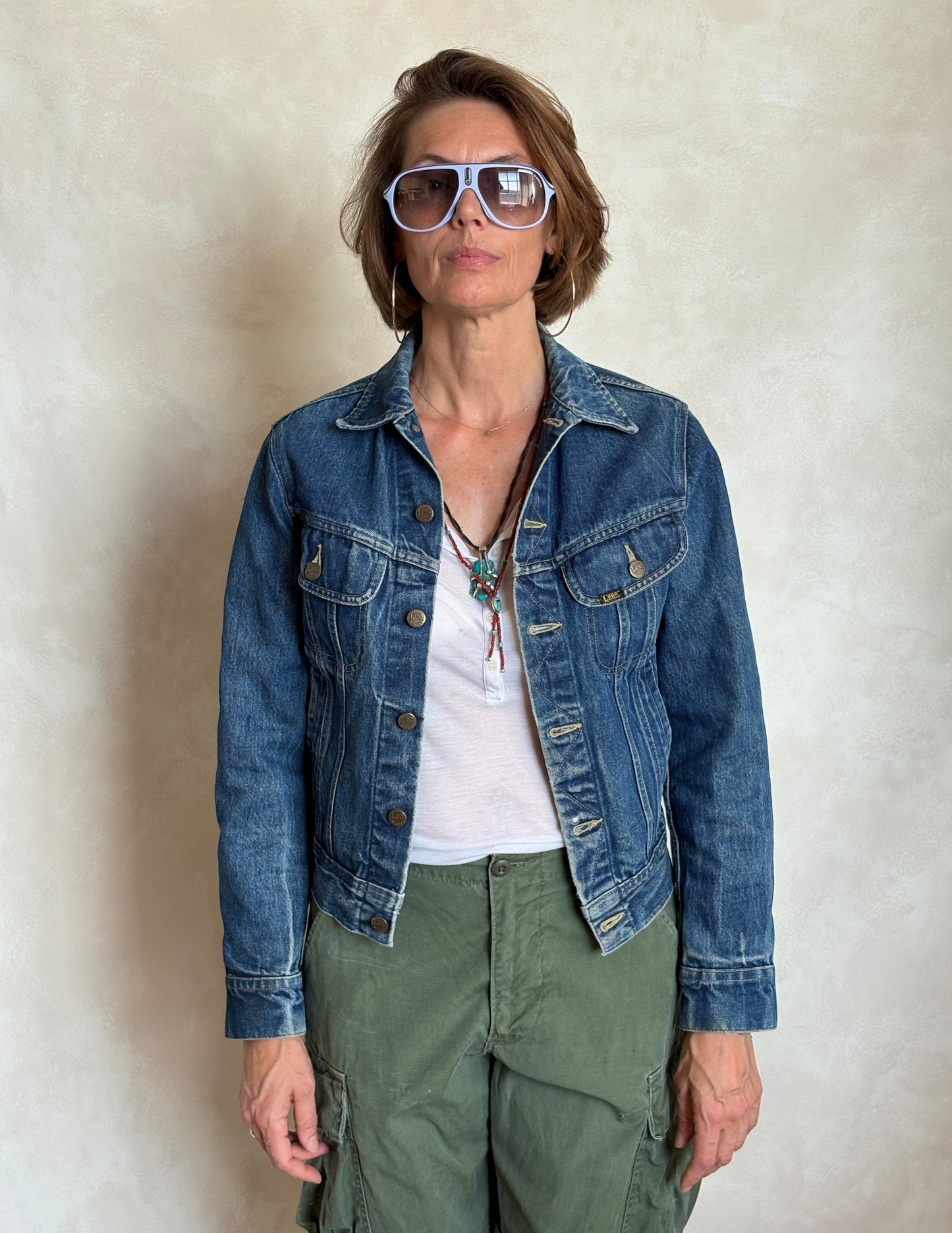 Size 34US / 44EU .Vintage 80s Lee Denim Jacket – 24Pockets – Made in USA