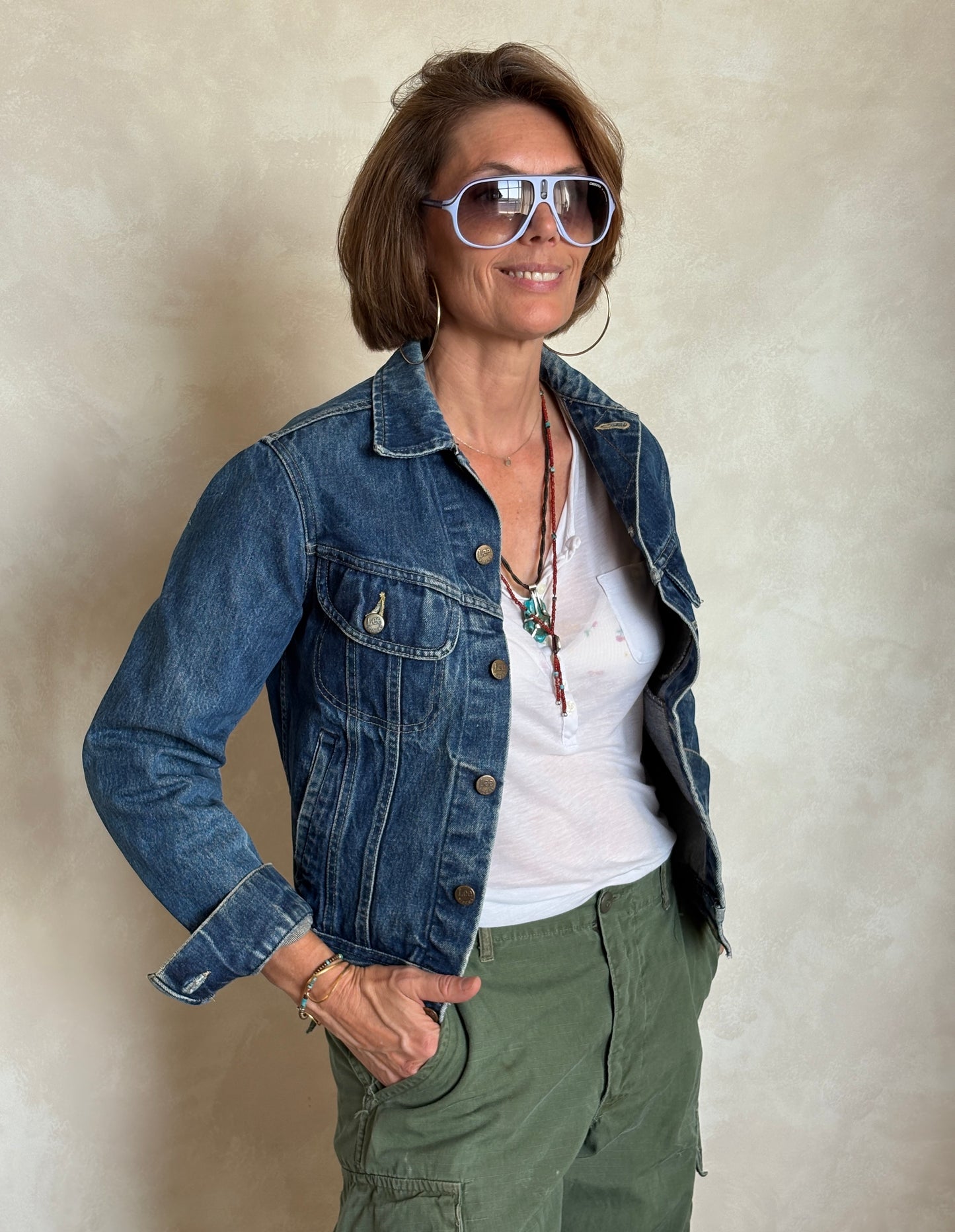 Size 34US / 44EU .Vintage 80s Lee Denim Jacket – 24Pockets – Made in USA