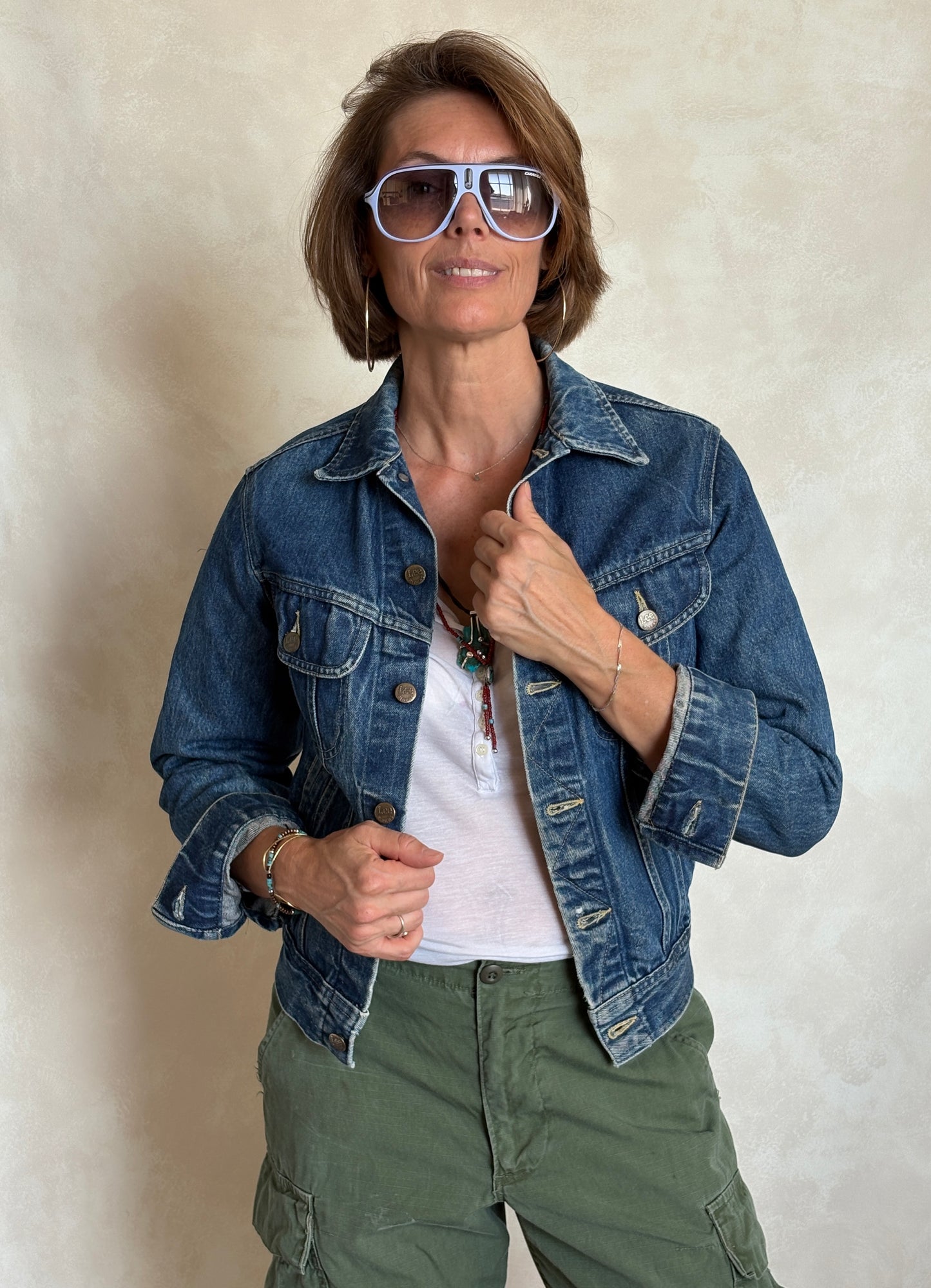 Size 34US / 44EU .Vintage 80s Lee Denim Jacket – 24Pockets – Made in USA