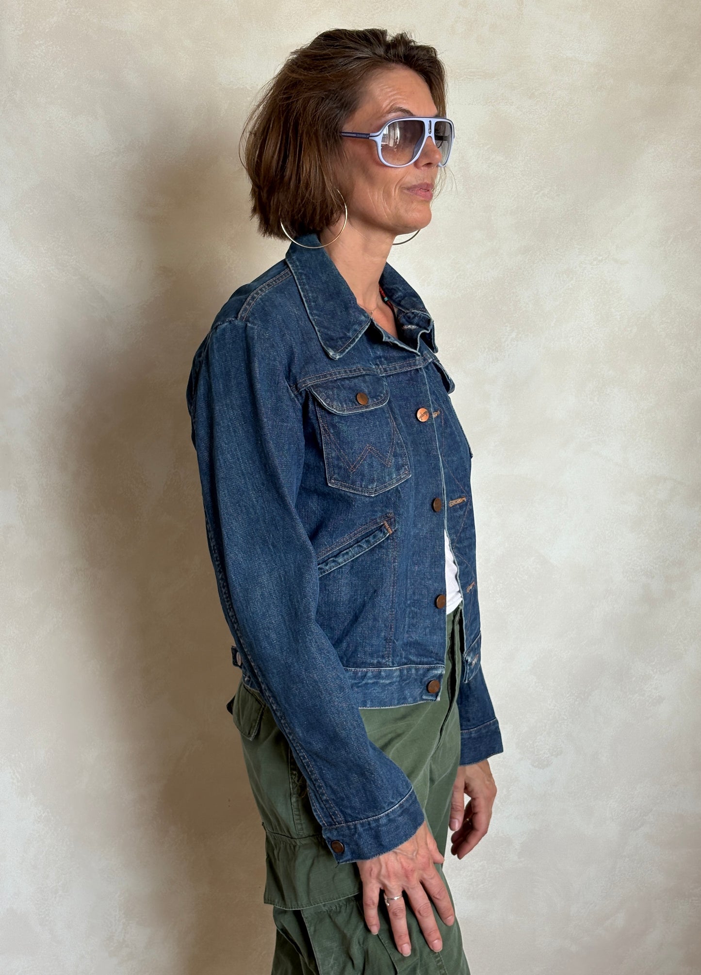 Size 36US / 46EU. Authentic 70s Wrangler denim jacket -4 pockets- Made in the USA