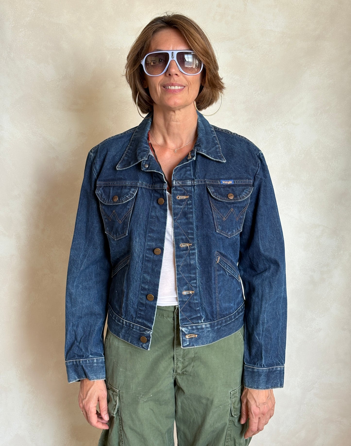 Size 38US . Vintage 90s Wrangler Denim Jacket – 4 Pockets – Made in Malta