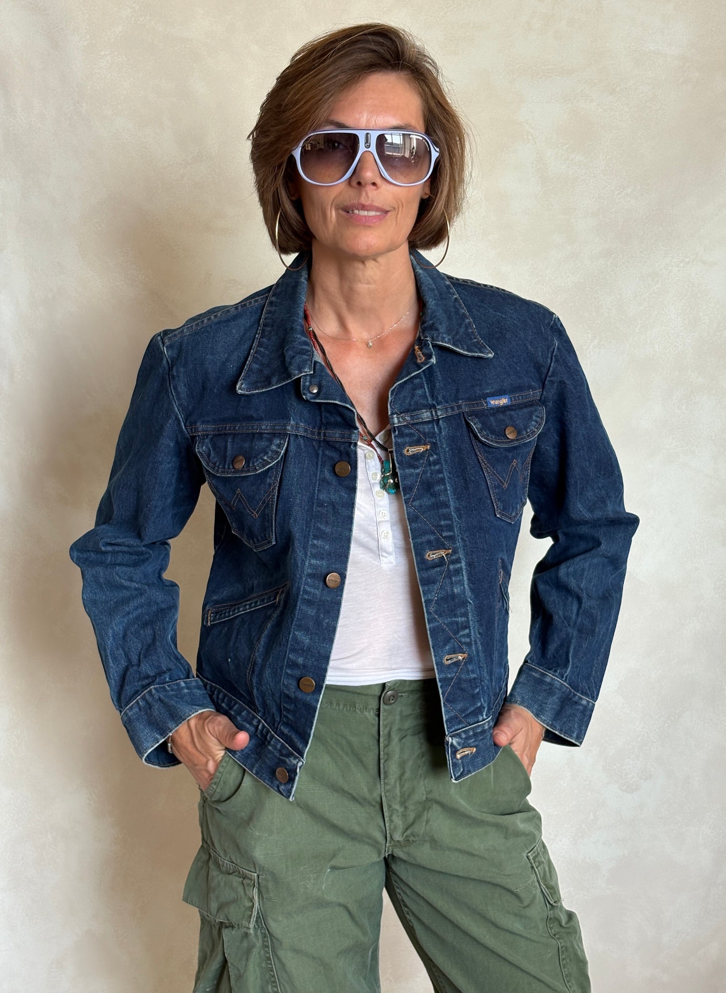 Size 38US . Vintage 90s Wrangler Denim Jacket – 4 Pockets – Made in Malta
