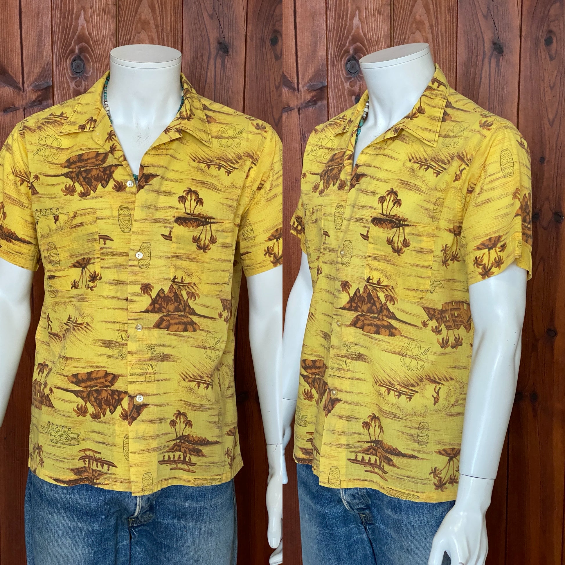 Medium Size Vintage 60s Hawaiian Shirt, Cotton, Made in USA - Retro Collectible