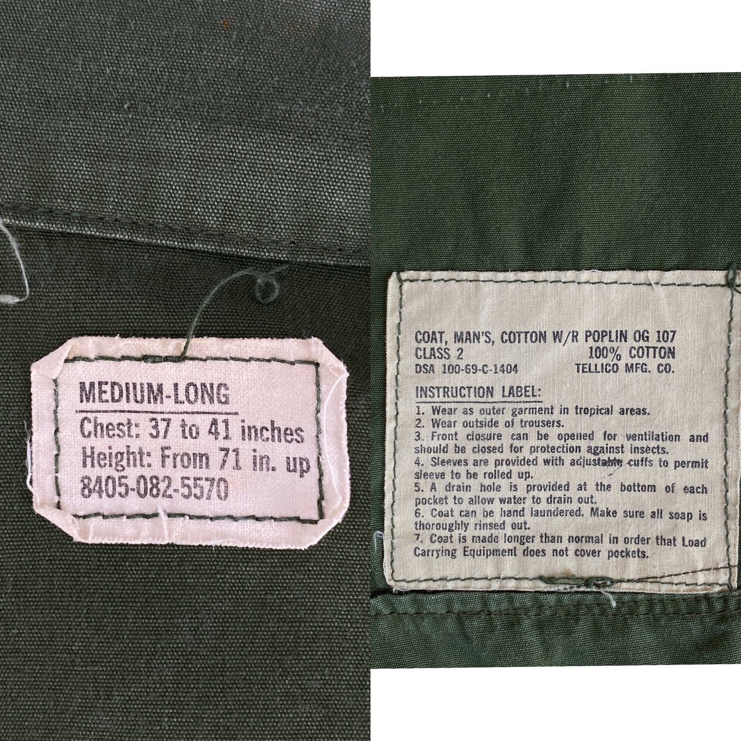 Medium Long Authentic 1969 US Army Vintage Vietnam Jungle Jacket | Classic Military Style | USA Vintage BCN