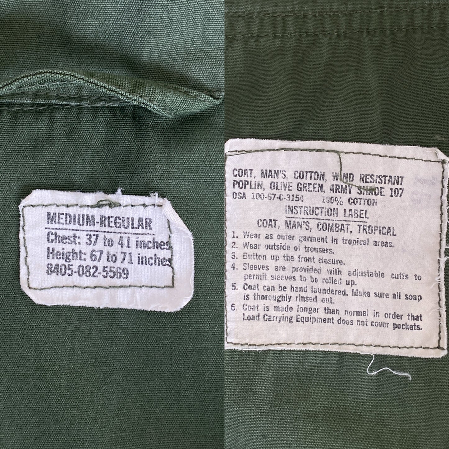 Medium Reg. Authentic 1967 US Army Vintage Vietnam Jungle Jacket, DAC