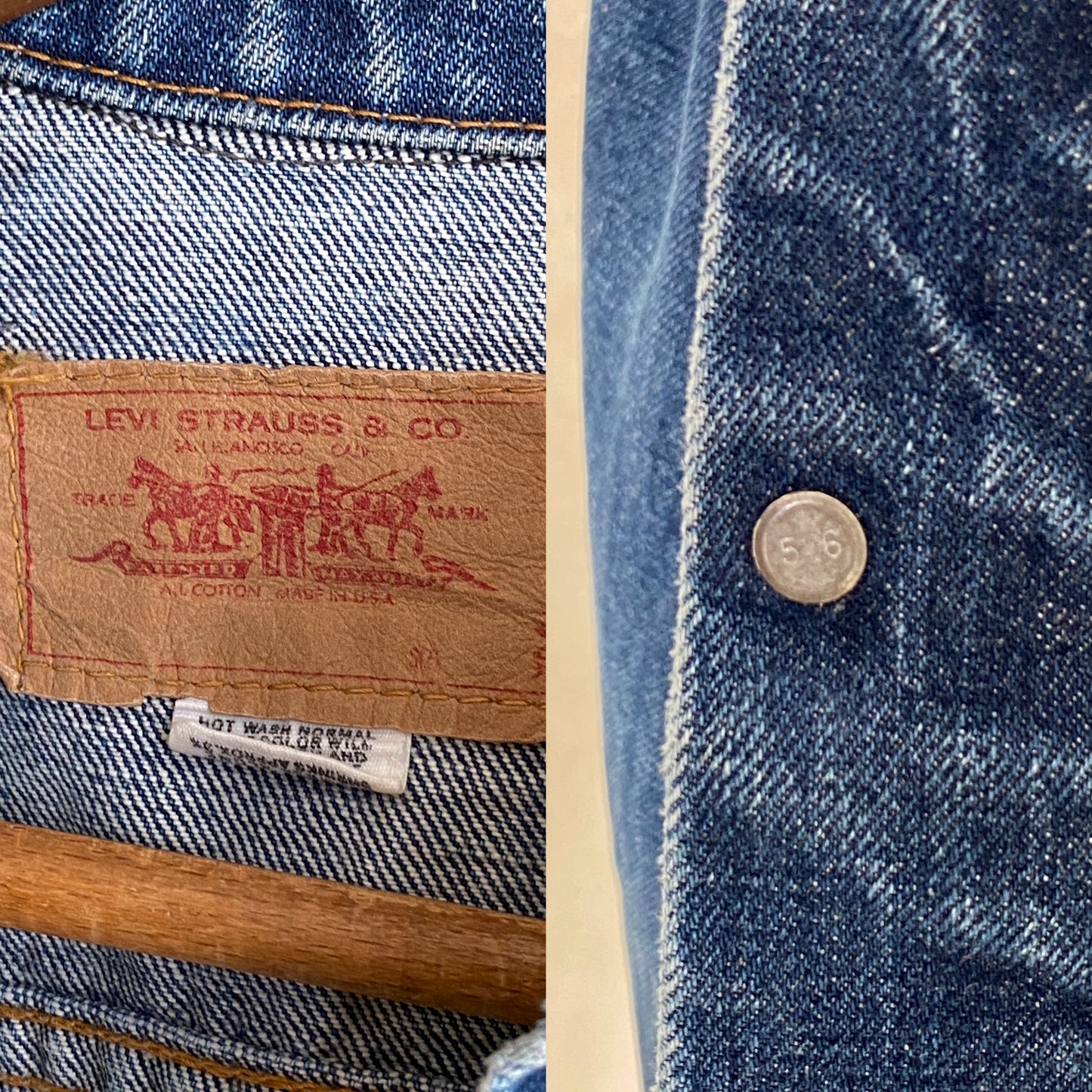 Vintage 1971 Levis jacket, size 36/38US, with single stitch detailing, made in the USA.