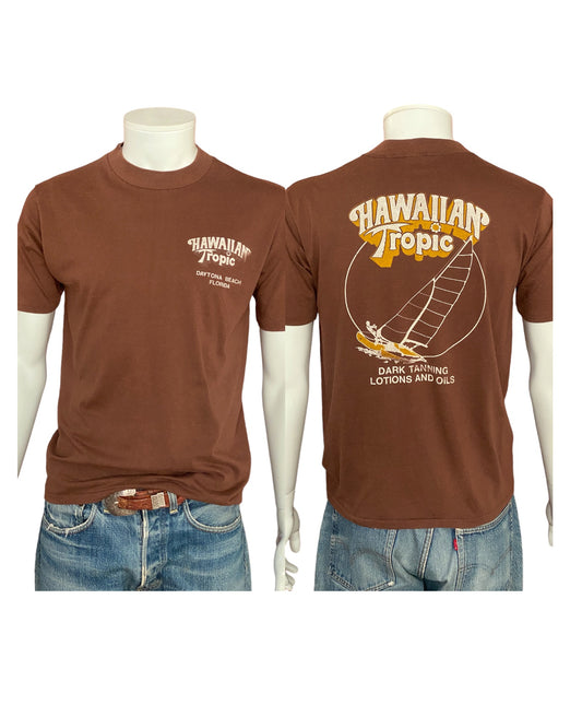 Large Vintage 50/50 Hawaiian Tropic 80s T-shirt: Classic Retro Apparel Made In USA