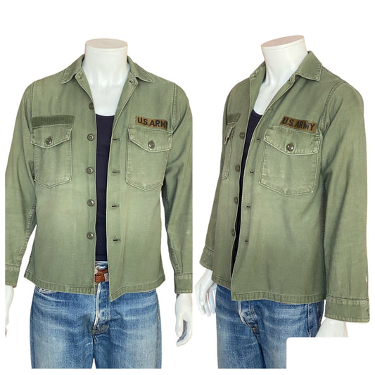 Authentic 60s Vietnam War Era US Military OG 107 Fatigue Shirt - Size M | Vintage Collectible