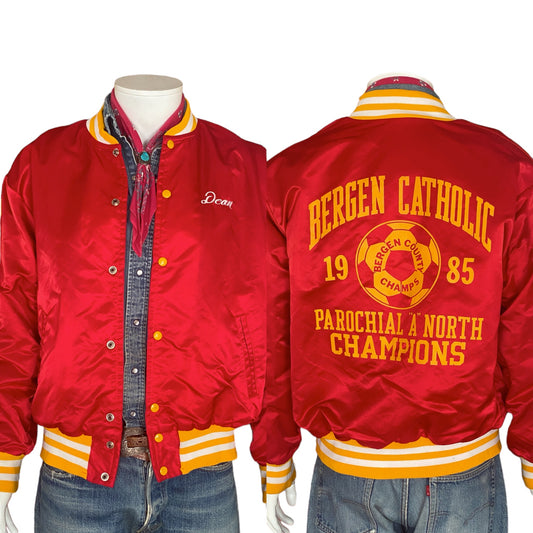 Vintage 1985 Soccer Satin Jacket - Size Large | Retro Athletic Style