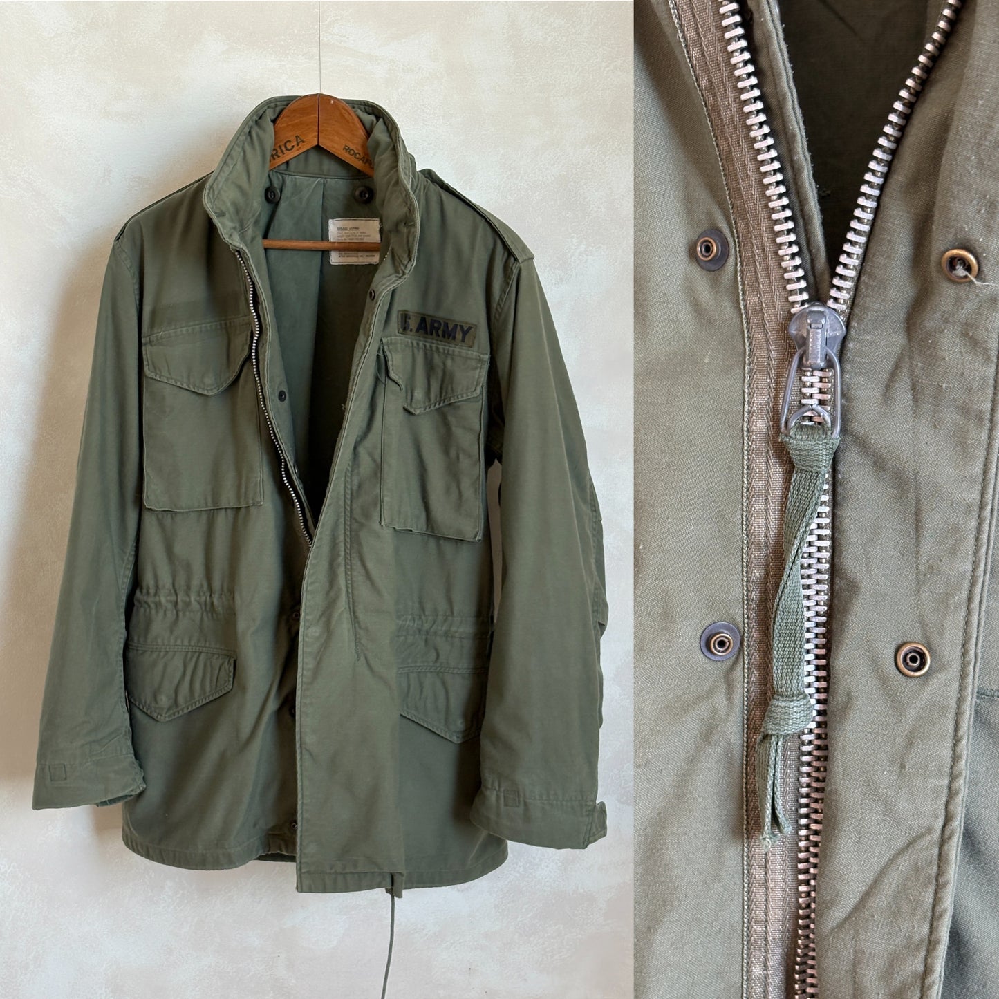 Small Long. Authentic Alpha Industries 1969 US Army M-65 Field Jacket – OG-107 – Vintage Military Issue